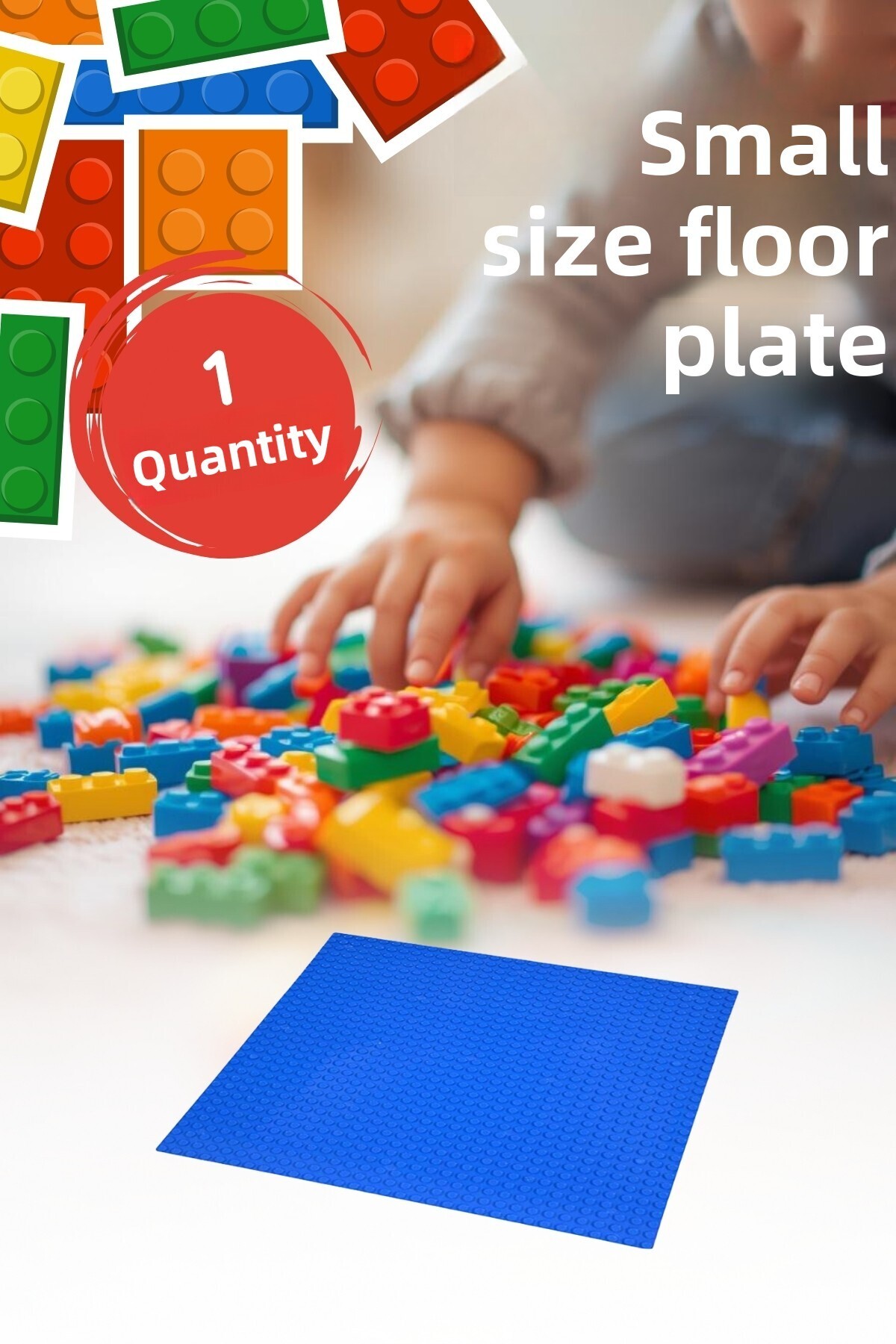 بلوک‌های ساختمانی کوچک با کف‌پوش - ۱۳×۱۳ سانتی‌متر - تک‌تکه - آبی