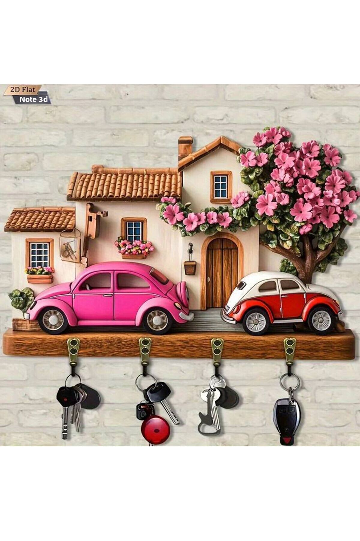 YALOVA SHOP Suport pentru chei decorativ din lemn 2D Suport pentru chei cu aspect modern și drăguț (20 x 30 CM)