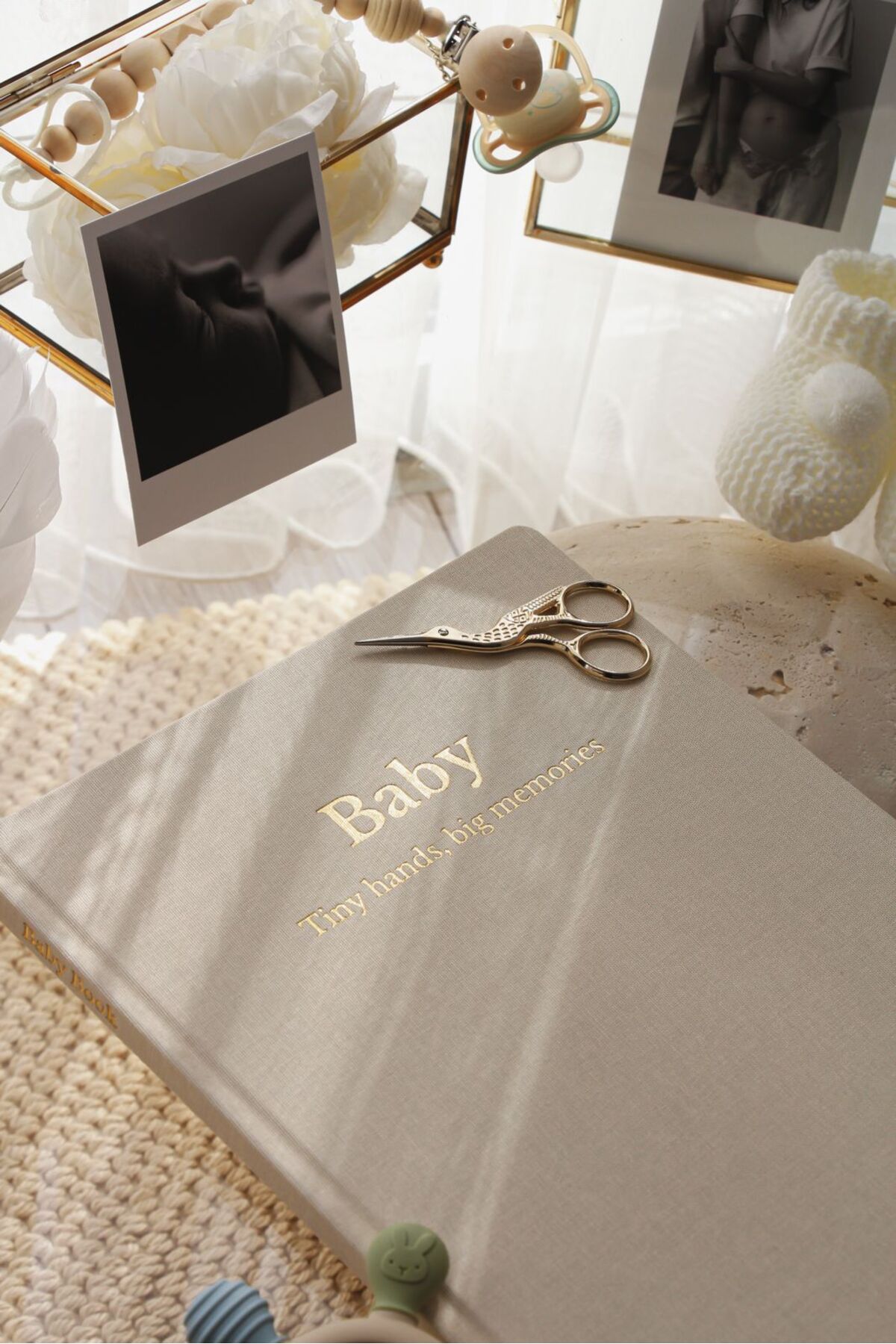 Memories & more Bebek Anı Defteri - Keten Kumaş Kapak & Altın Yaldız Baskılı fotoğrafı 4 (önizleme)