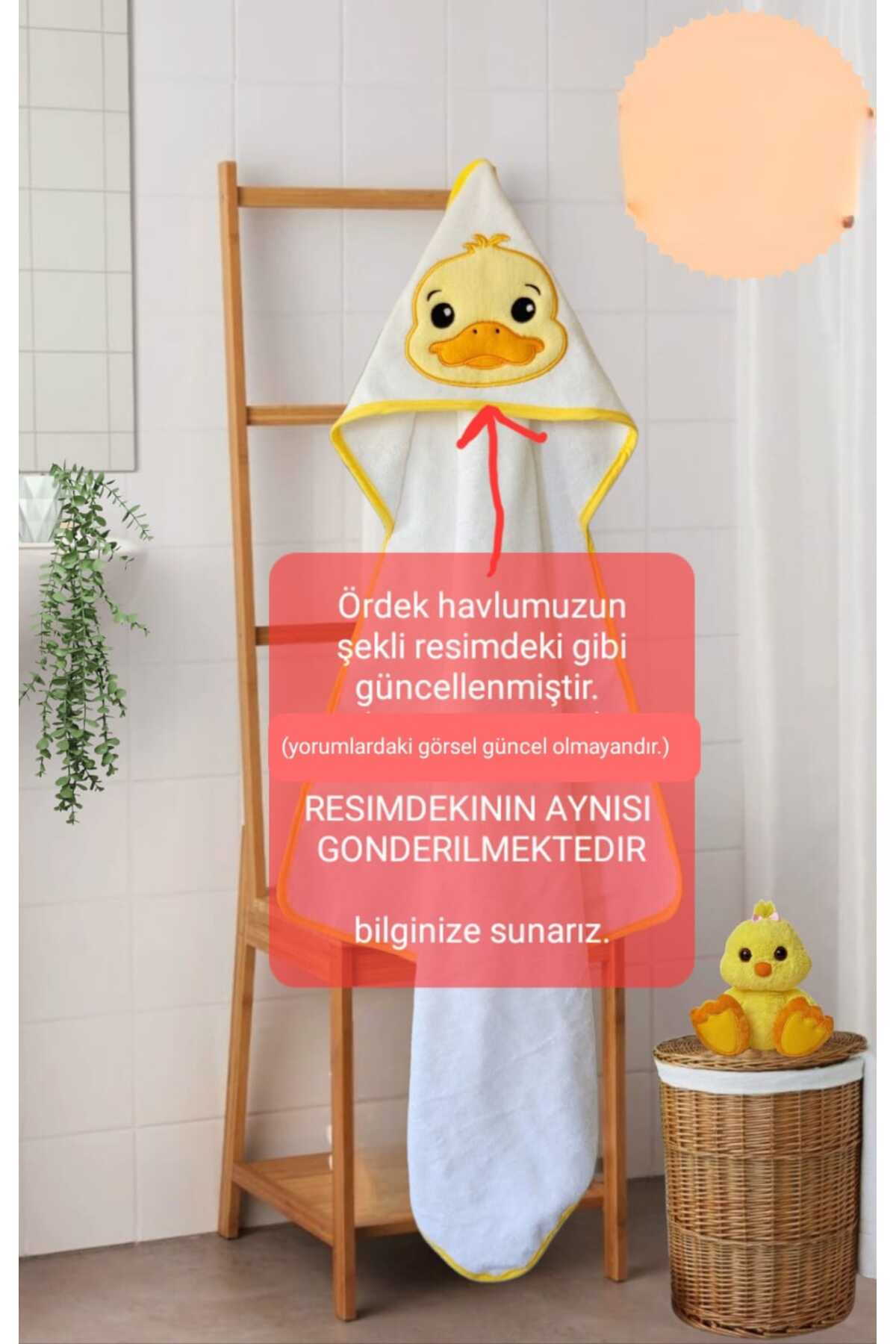 Alpar Tekstil %100 Pamuklu Yumuşacık Kız-erkek Yenidoğan/bebek Banyo Kundak Havlusu Beyaz/ördek fotoğrafı 4 (önizleme)