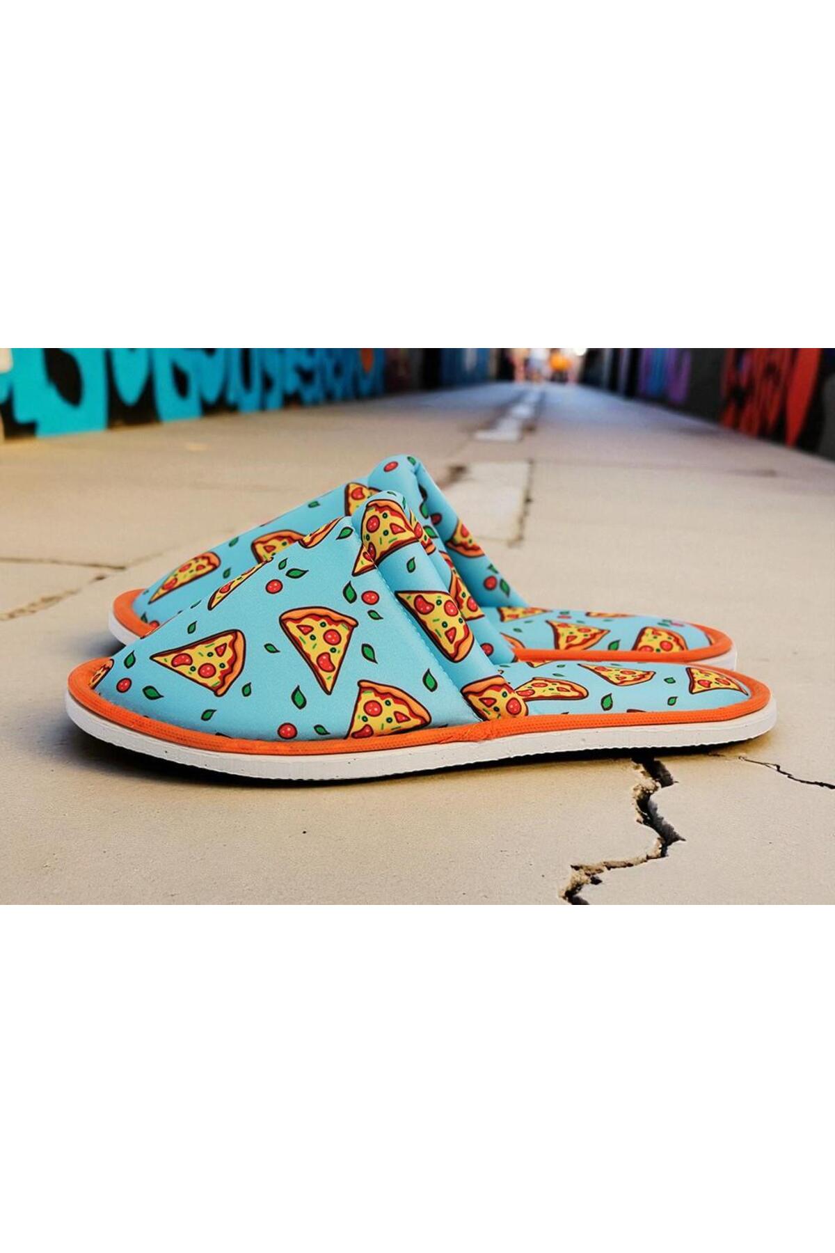 Chochili Unisex Pizza Desenli Ev Terlik Yumuşak Tabanlı görsel 2