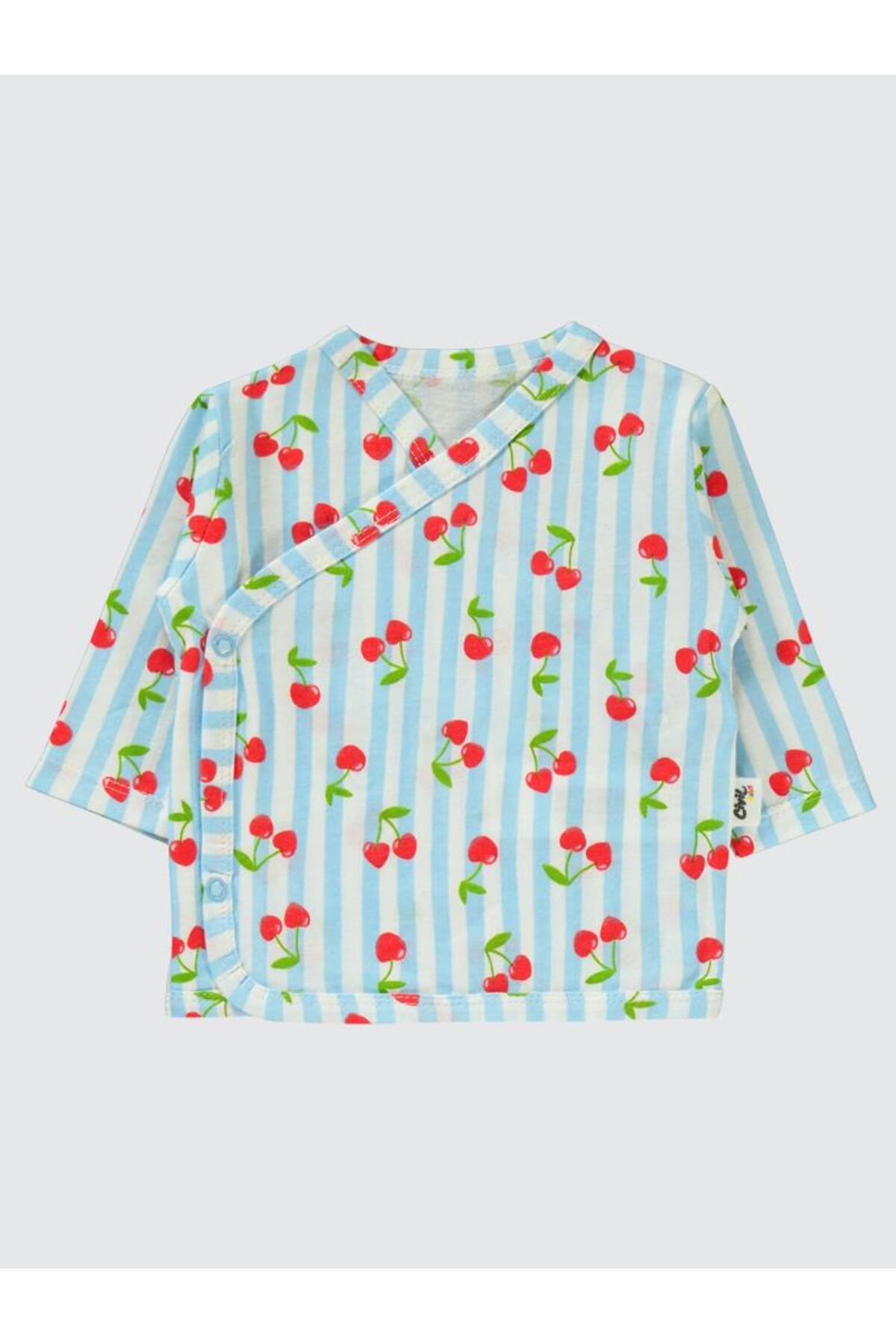 سیویل بیبی ست بادی طرح گیلاسی راه راه - آبی 0-1 ماه