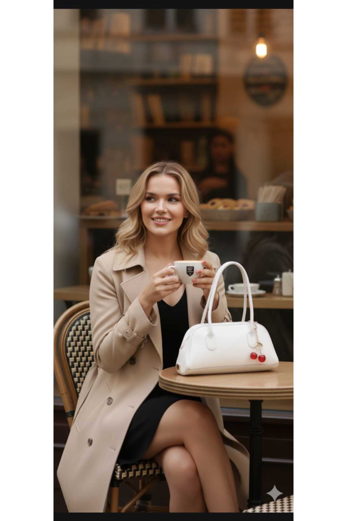 cantamella Elodie: Beyaz el kol ve omuz çantası Kiraz Charm Hediyeli! ♥ görsel 2
