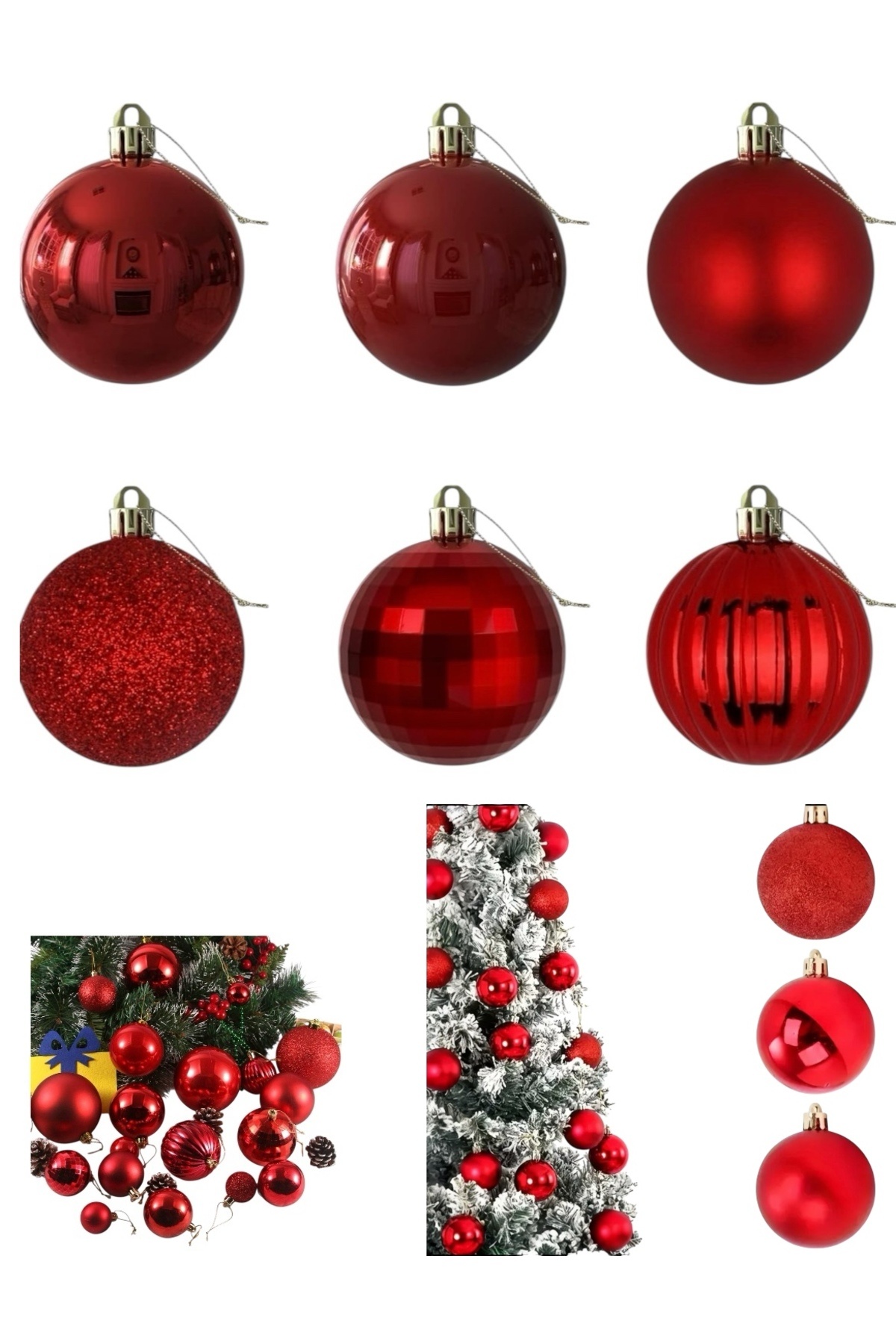 Yenigeldi 12'li 6cm. Çam Ağacı Süsü, Yılbaşı Süsü