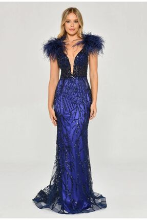 ALFABETA KADIN ABİYE OMZU OTRİŞLİ TAŞLI ŞIK UZUN ELBİSE