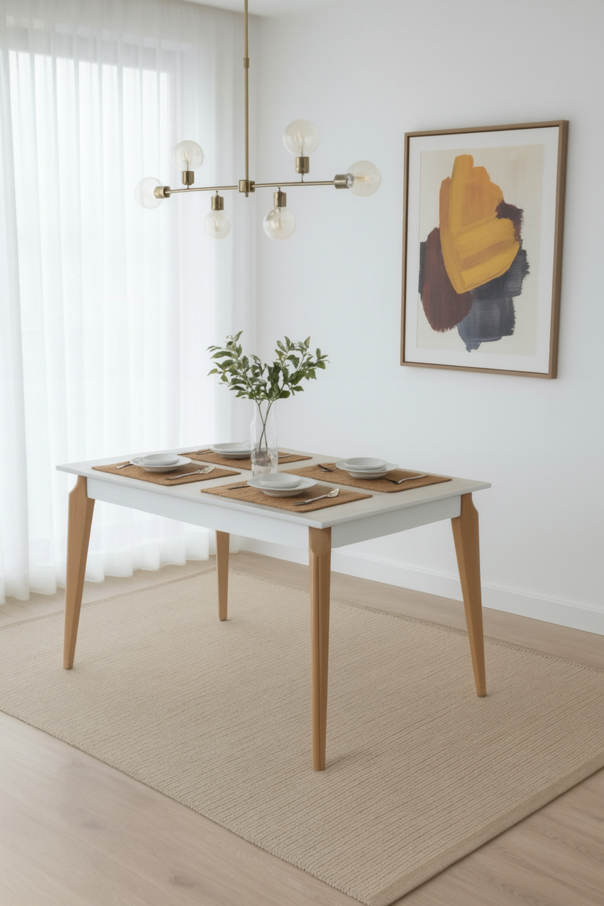 PLASMOB 70X120 Mutfak Masası Atlas Serisi Balkon Masası (Sadece Masa)-Traverten/Beyaz 70 x 120