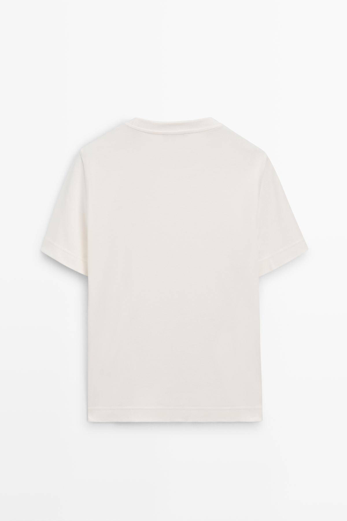Massimo Dutti  %100 pamuklu interlok bisiklet yaka t-shirt - Görsel 8