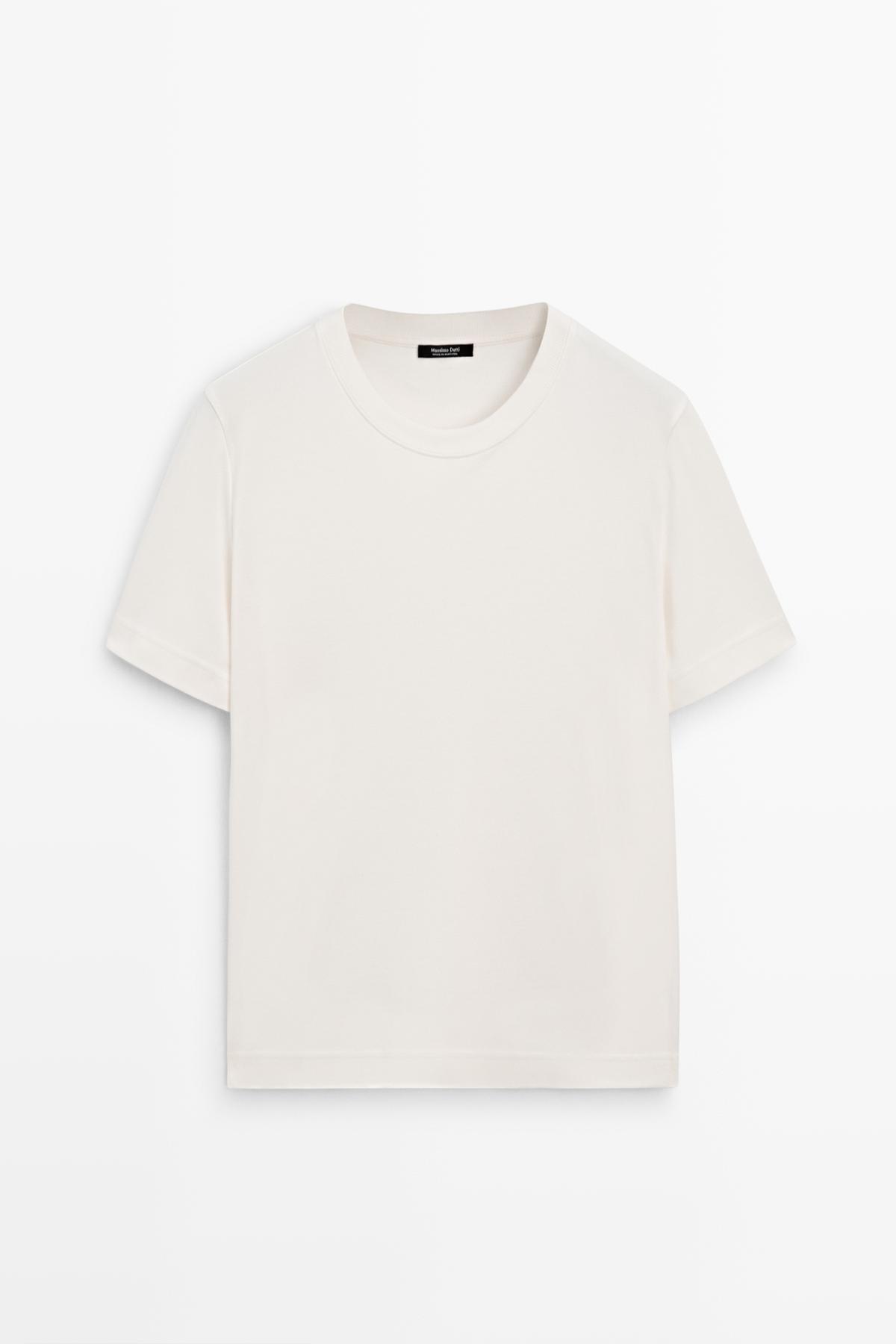 Massimo Dutti  %100 pamuklu interlok bisiklet yaka t-shirt - Görsel 5