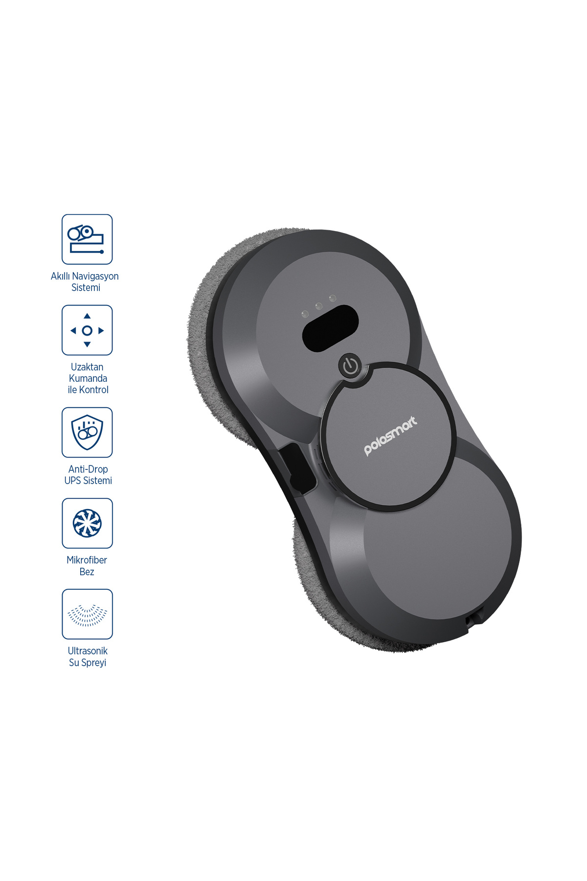 Polosmart PSH22 Cam Temizleme Robotu Ultrasonik Su Spreyli Akıllı Navigasyonlu Uzaktan Kumandalı