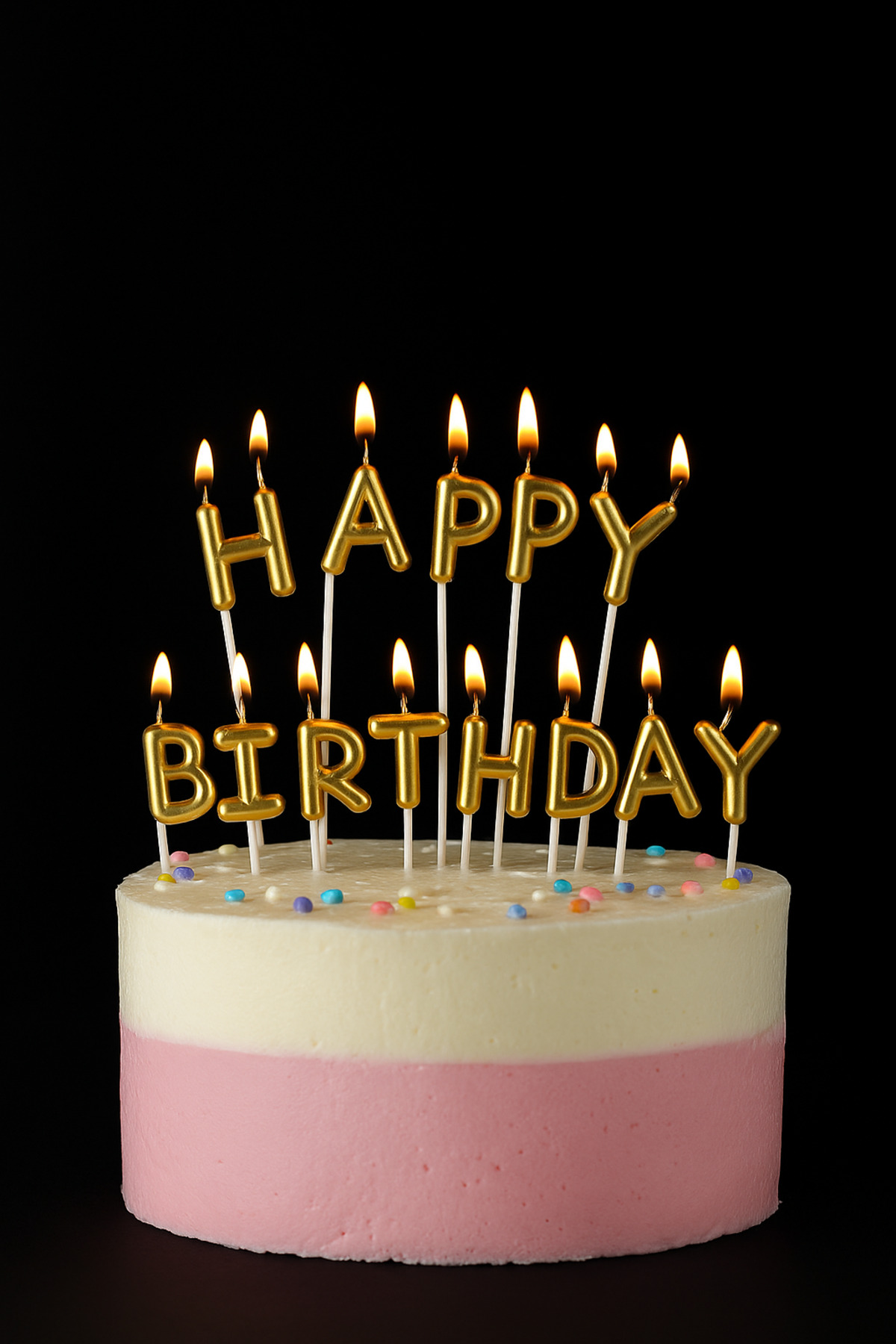 Happy Birthday Gold Candle Set
