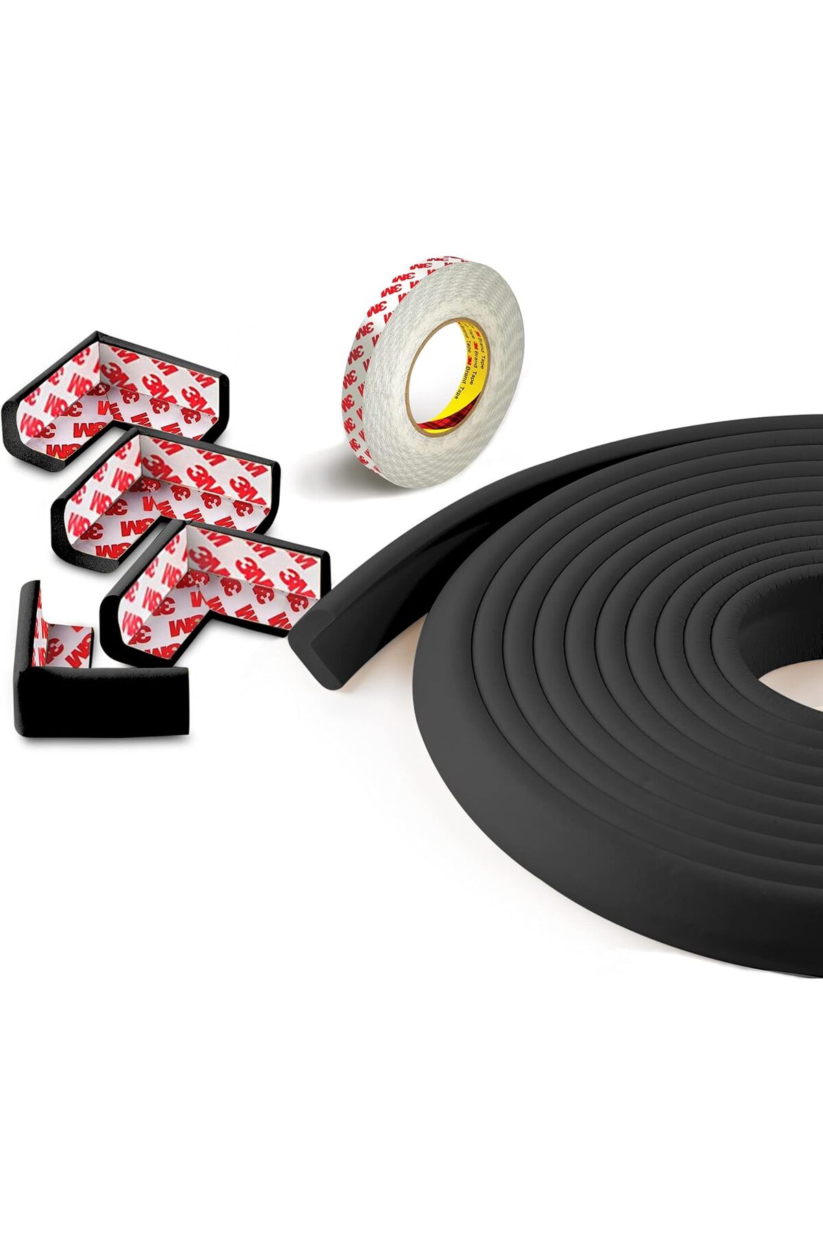 Miningaa 3M Marka Bant 10 Metre Kenar Koruyucu + 10 Adet Mat Siyah Köşe Koruyucu Esnek Ve Yumuşak Kauçuk fotoğrafı 5 (önizleme)