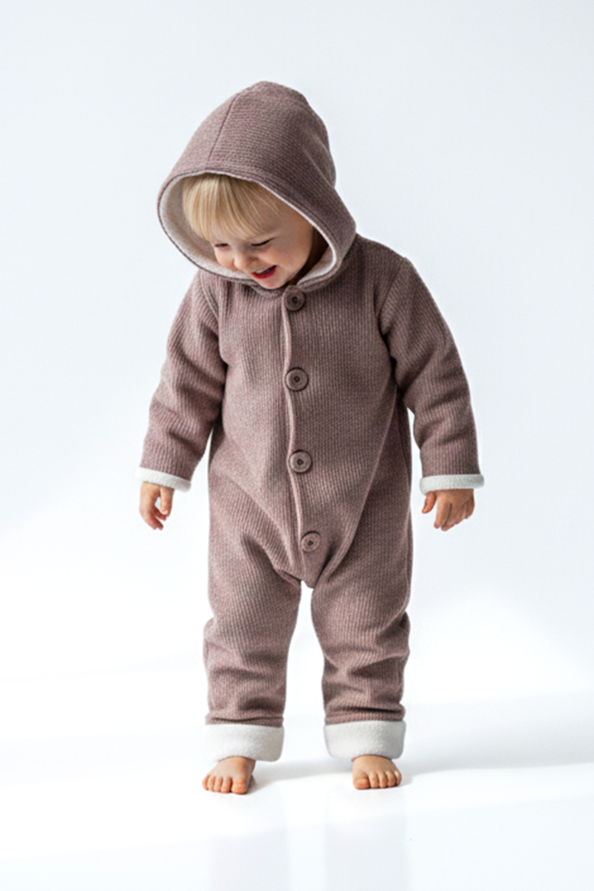 Baby Animals Kız Erkek Unisex Mevsimlik Çift Kat Kadife Ultrasoft Şapkalı Bebek Çocuk Uyku Tulumu Astronot Tulum fotoğrafı 4 (önizleme)