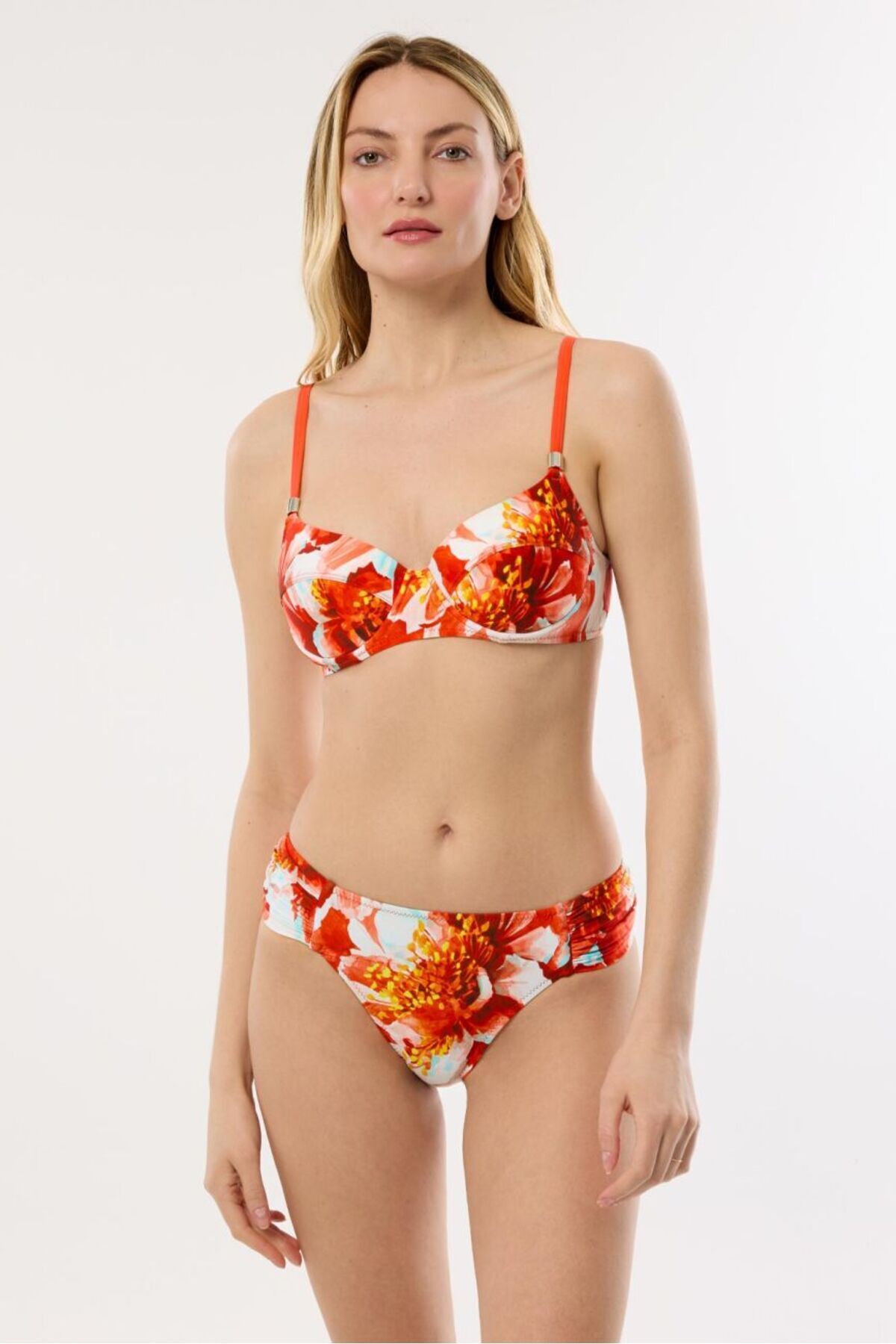4611 Coral Patterned Bikini Set