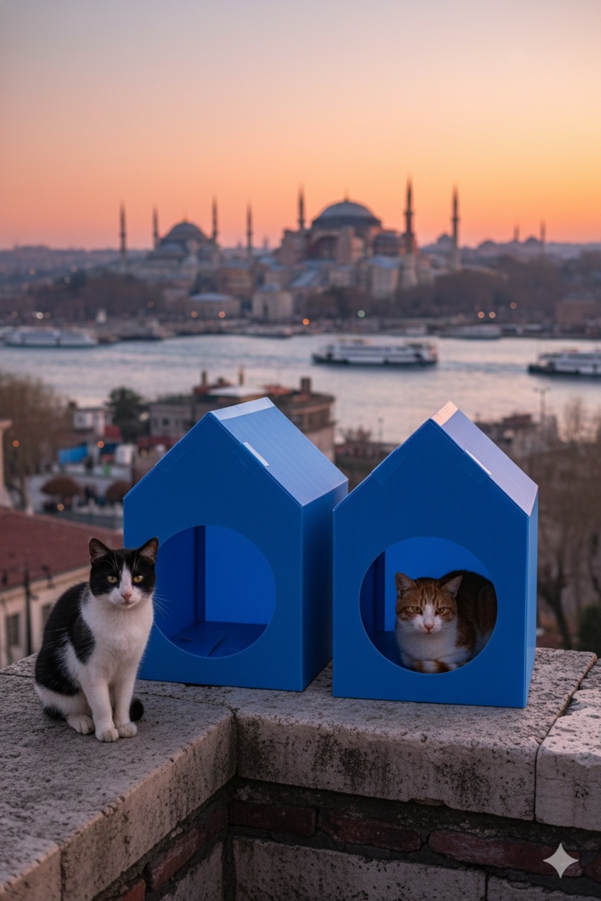 Turmarkt 2 Adet Mavi Su Geçirmez Plastik Kedi Evi