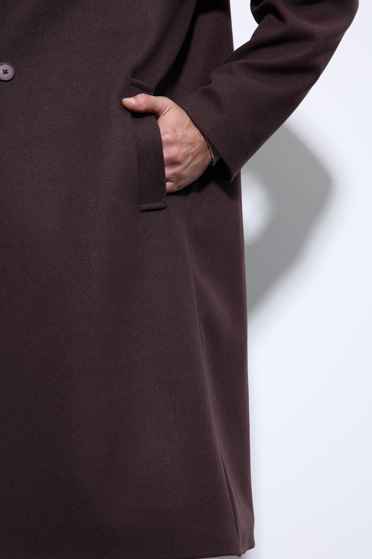 کت مردانه قهوه‌ای سایز بزرگ دو دکمه — قهوه‌ای A23Y6162 — تصویر 4 از 5
