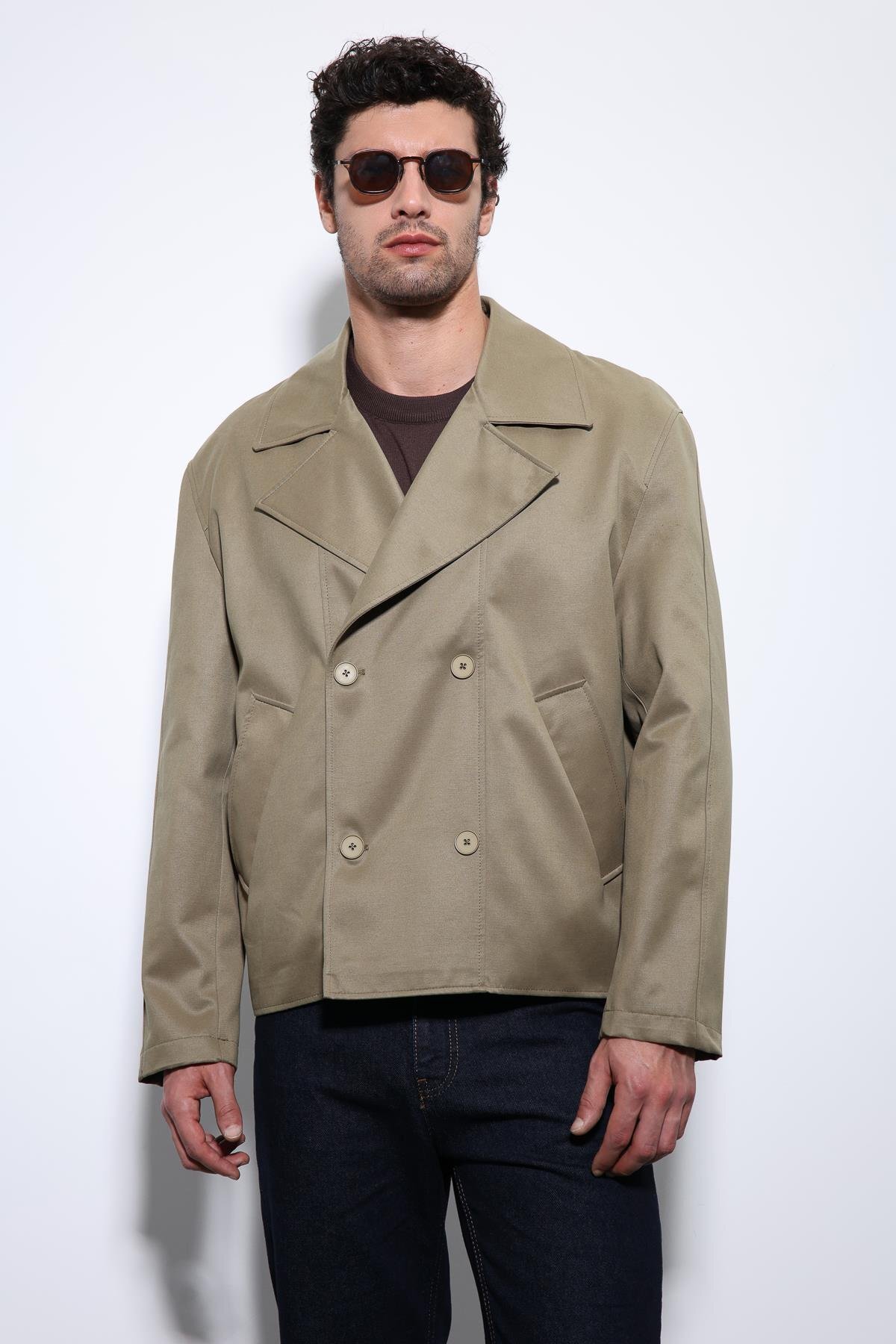 Antioch  Haki Crop Fit Erkek Trençkot - Görsel 2