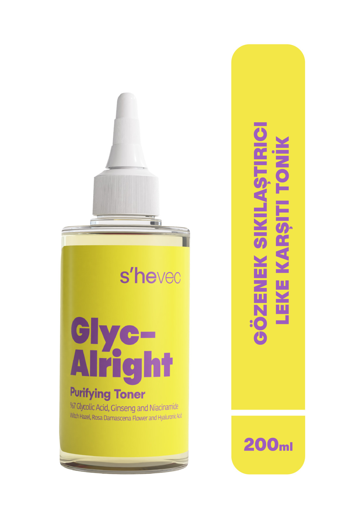 SHE VEC Gözenek Sıkılaştırıcı ve Leke Karşıtı Glikolik Asit 200 ml Vegan Tonik Glyc–Alright