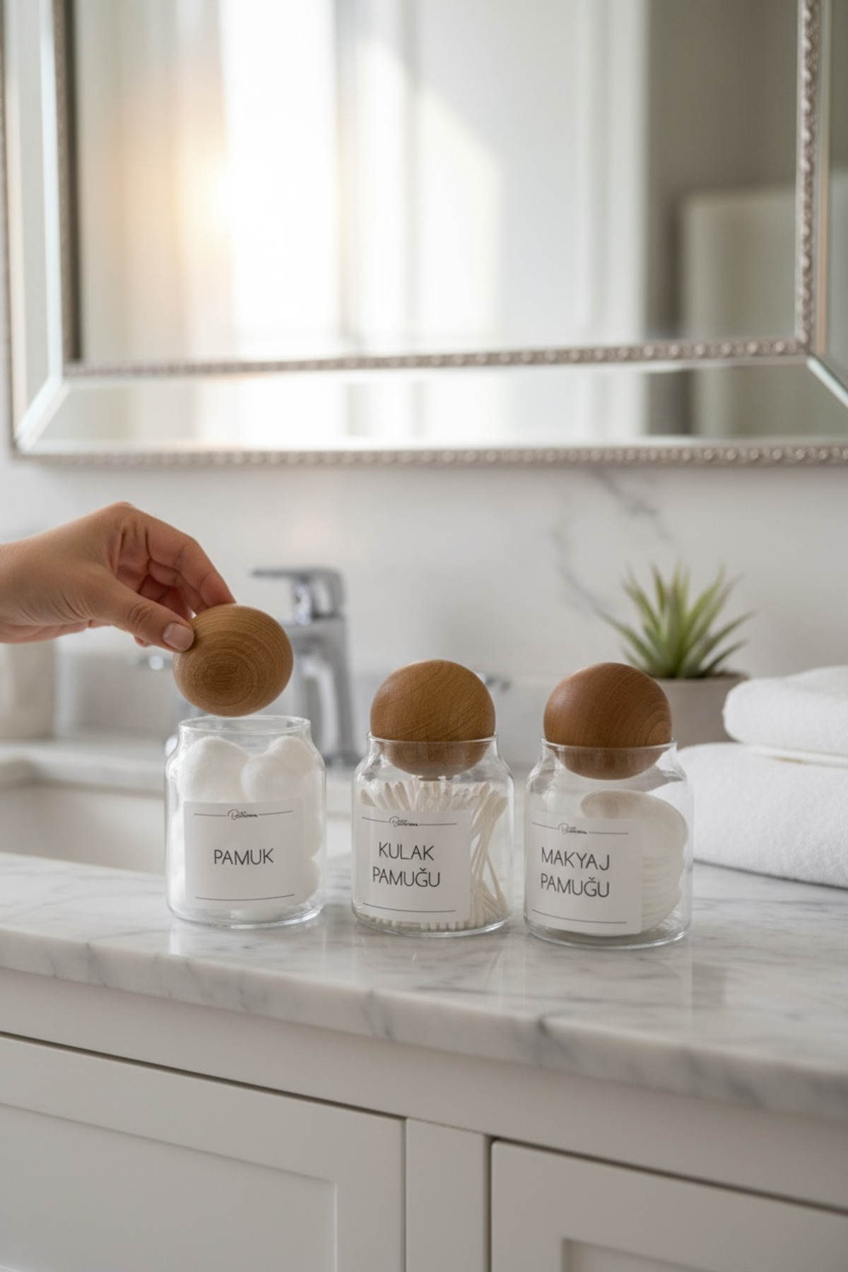 Cotton Ear Cotton Makeup Cotton Jar with 3 Ball Lids