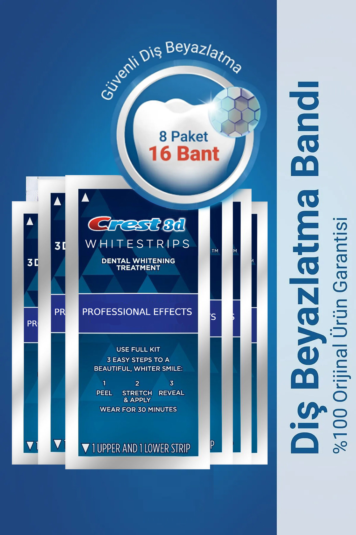 CREST Whitestrips Professional Effects Diş Beyazlatma Bantları (8 Paket / 16 Bant)