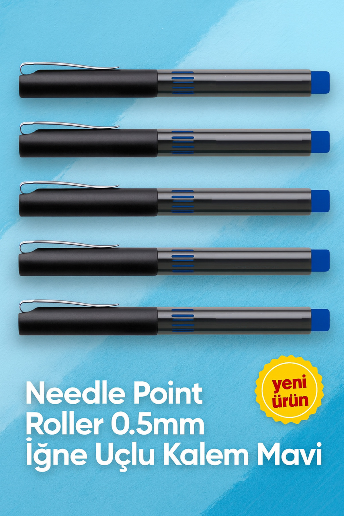 KarmaOfis İğne Uçlu Roller Kalem 0.5 mm Mavi 5'li Ekonomik Paket