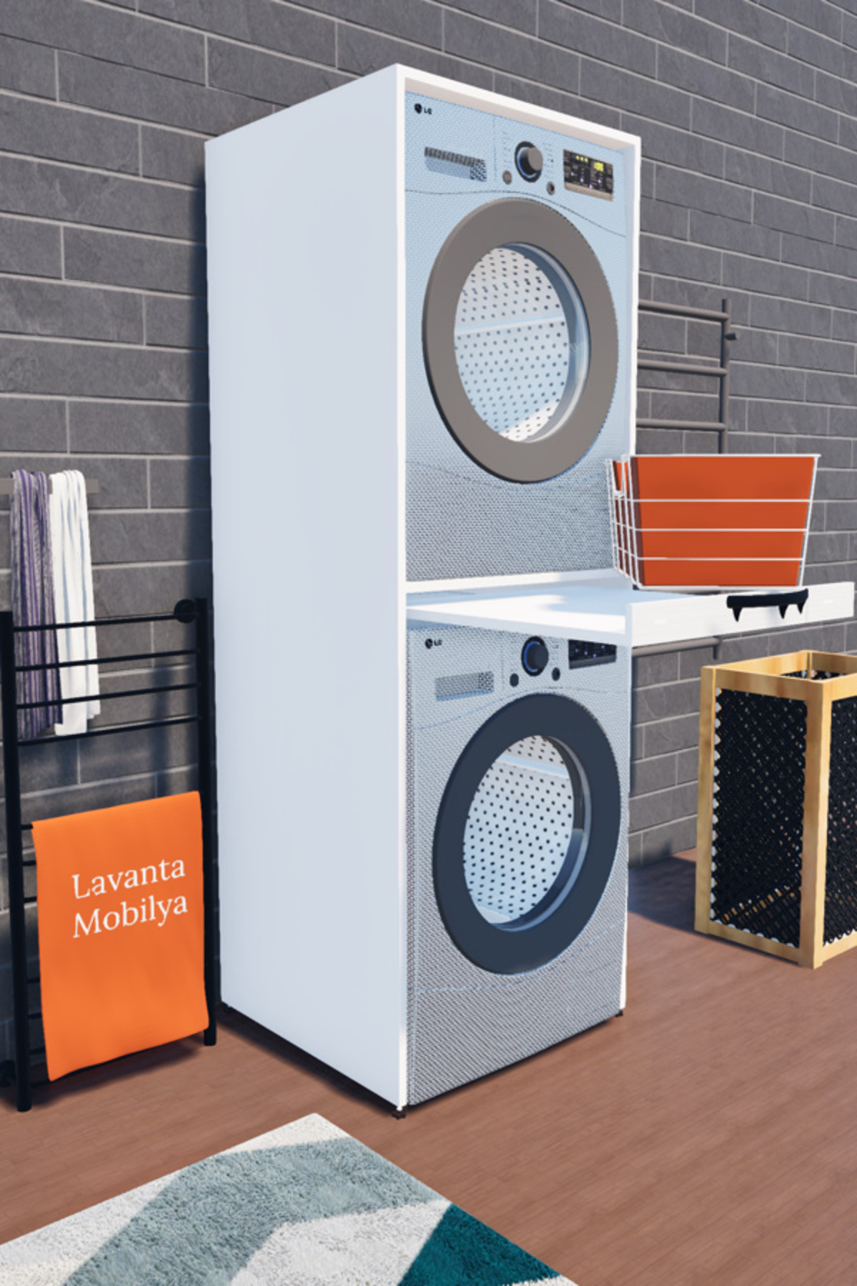 Lavanta Mobilya İmalat %100MDF REN Çamaşır ve Kurutma Makinesi Dolabı