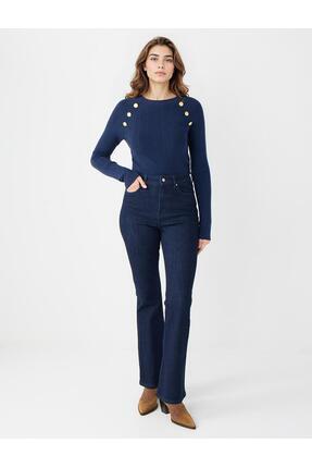 Jimmy Key Mid Rodeo Yüksek Bel Bol Paça Uzun Denim Pantolon