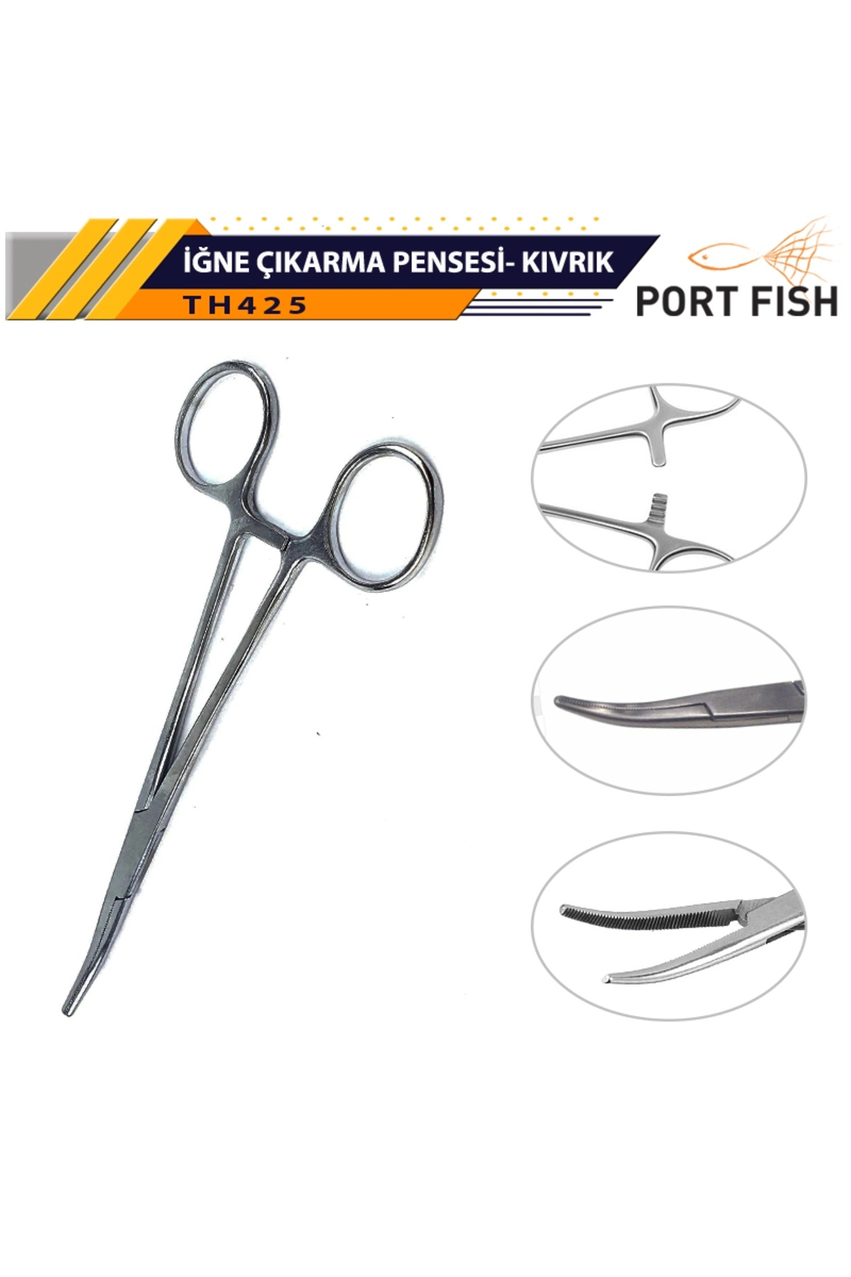 Port Fish Portfish Iğne Çıkarma Pensesi Kıvrık Pense Eğri Ameliyat Pensesi Cerrahi Pense