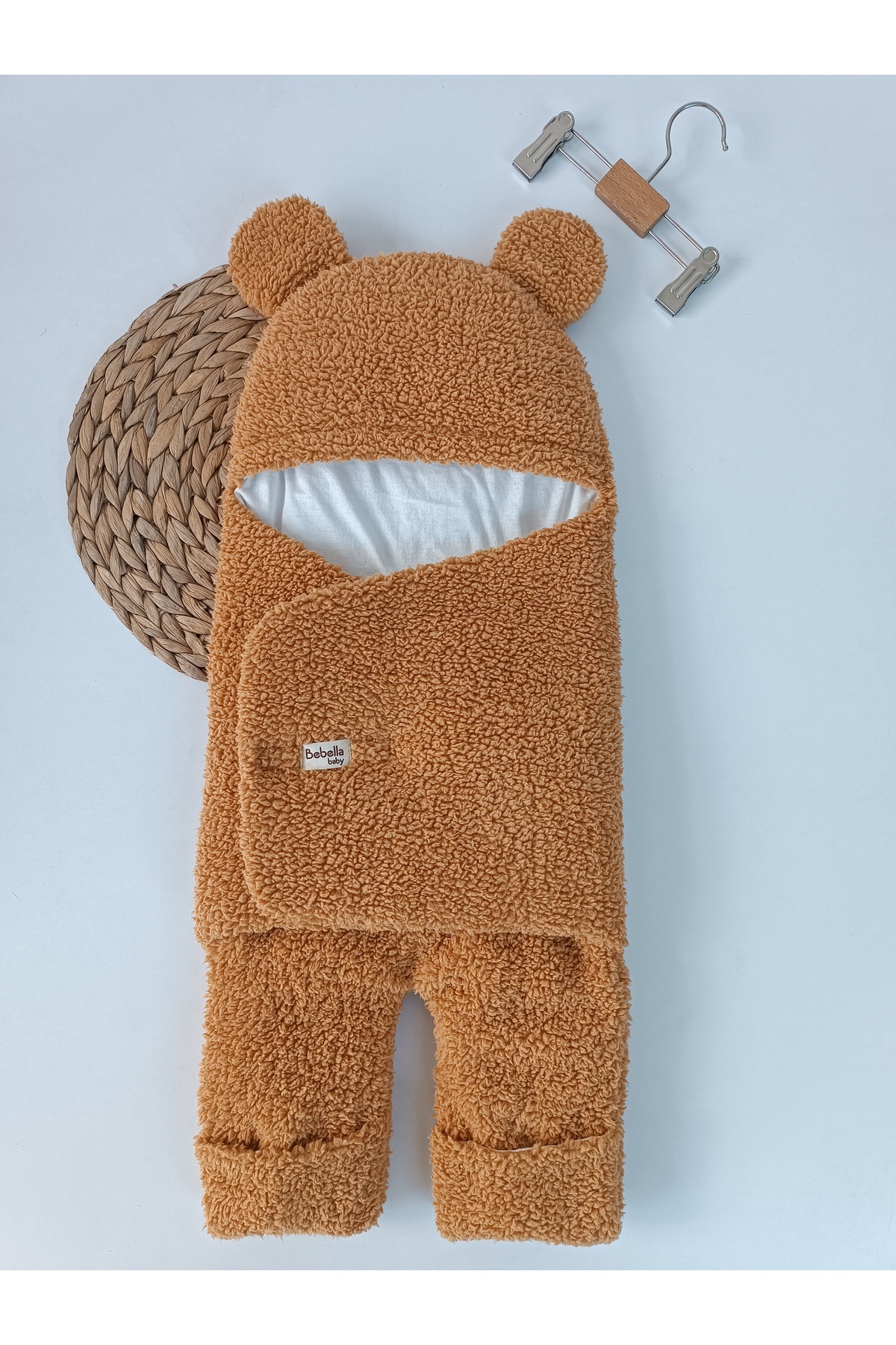 Bebella Sütlü Kahve Welsoft Peluş Ayaklı Bebek Kundak Battaniyesi – 0-12 Ay Ekstra Uzun Uyku Tulumu fotoğrafı 4 (önizleme)