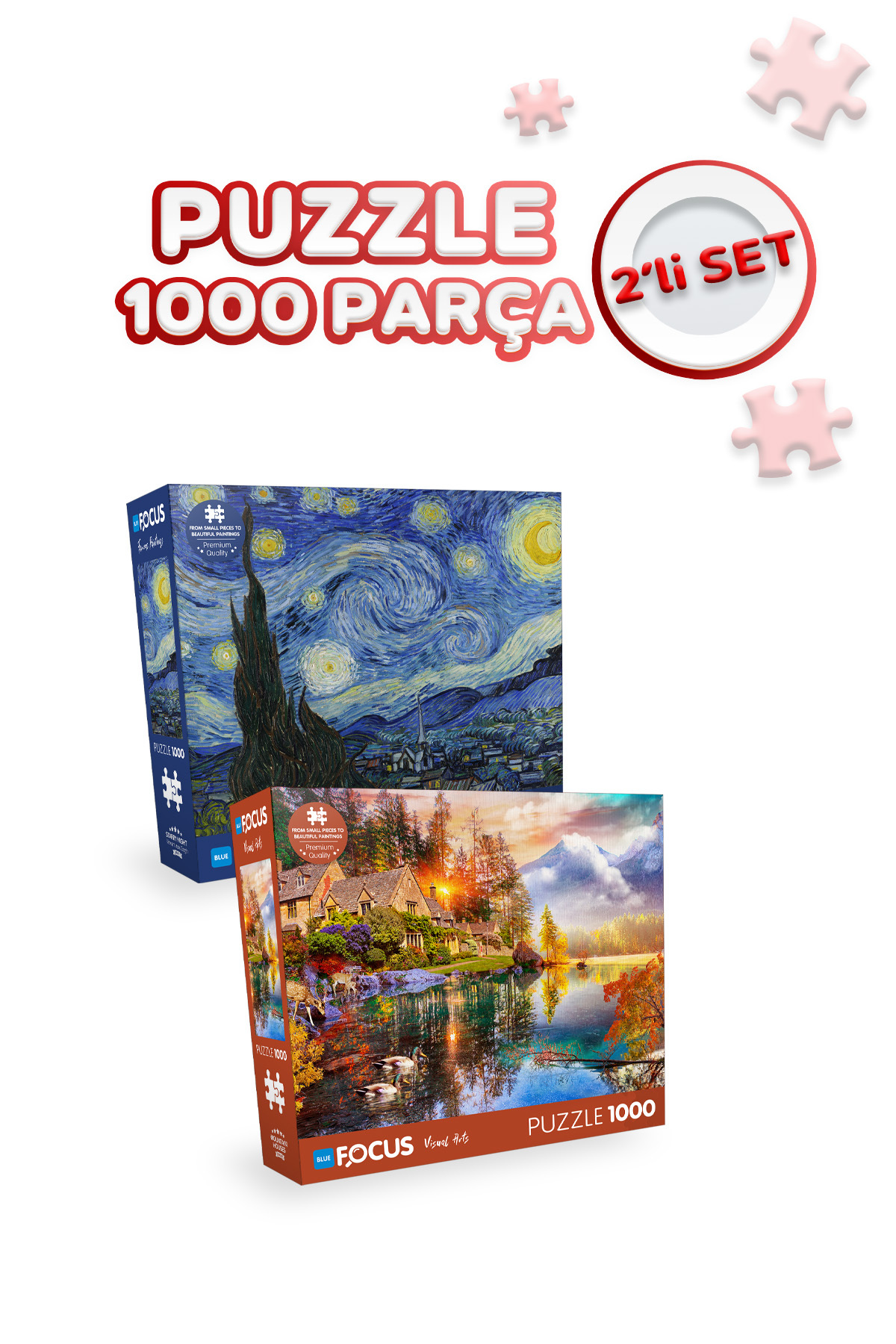 Blue Focus 2 Adet 1000 Parça Puzzle - Starry Night (Yıldızlı Gece