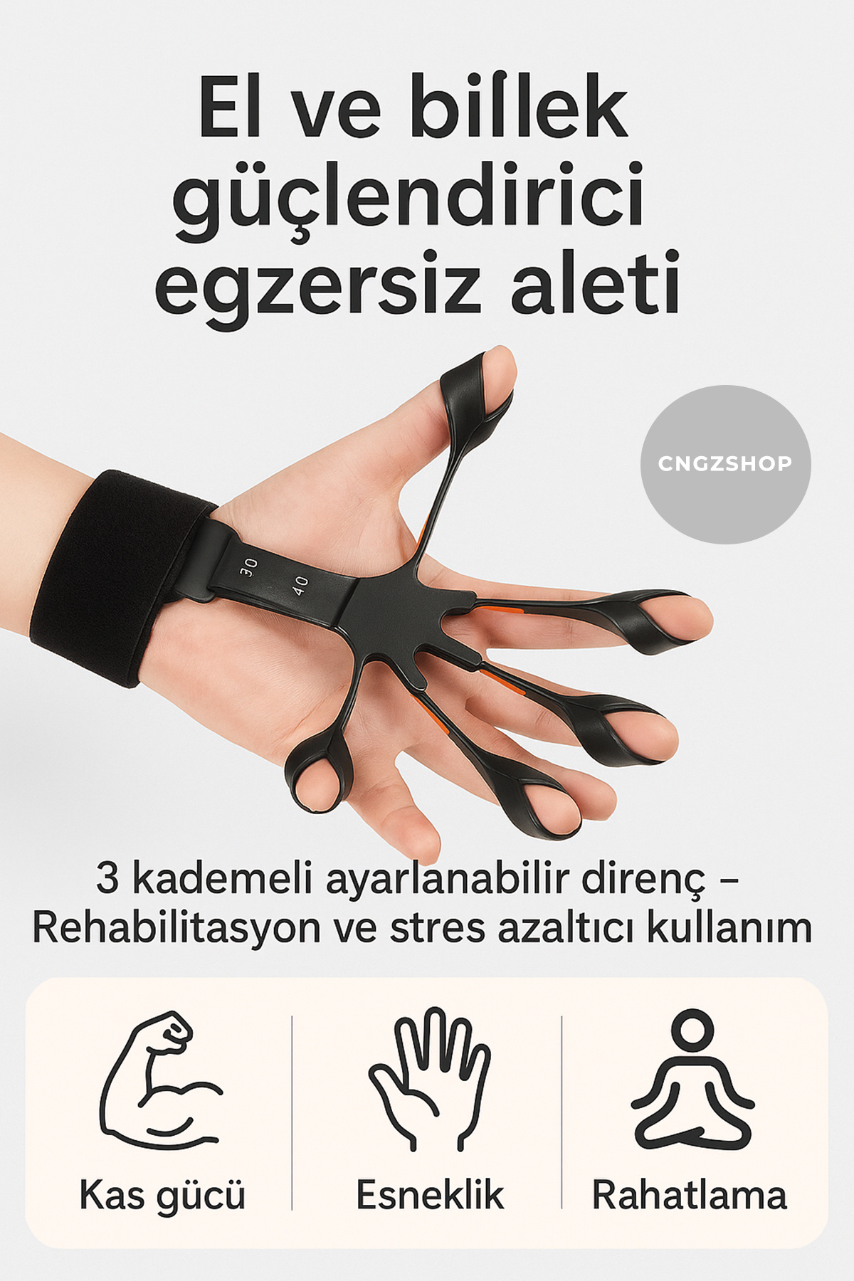 CNGZSHOP Bilek Kavrama Trainer Eğitim Parmak Güçlendirme El Egzersiz Kayışı