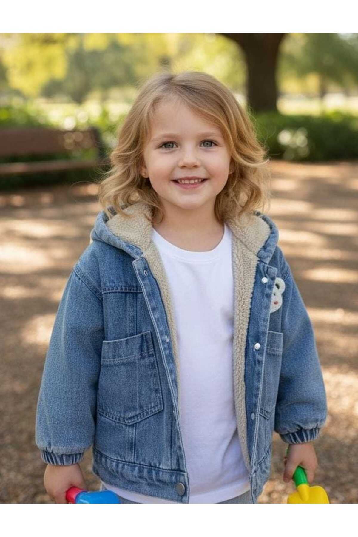 ELAFOR Çocuk Kot Mont Kot Ceket Içi Welsoft Kürklü Arka Detay Aplike Nakış fotoğrafı 5 (önizleme)