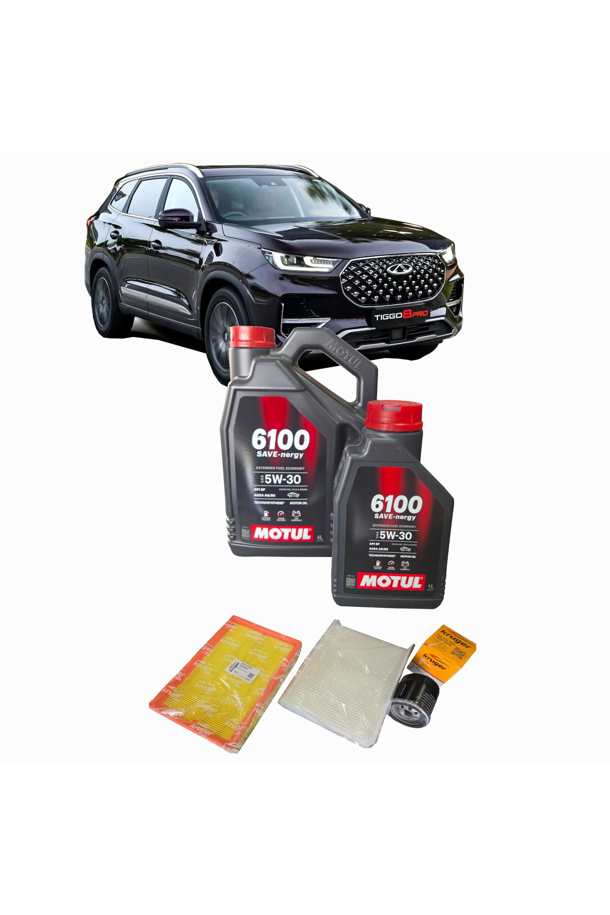 KRUGER CHERY TİGGO 8 PRO 1.6 TGDI YAĞ BAKIM SETİ 5l. MOTUL 6100