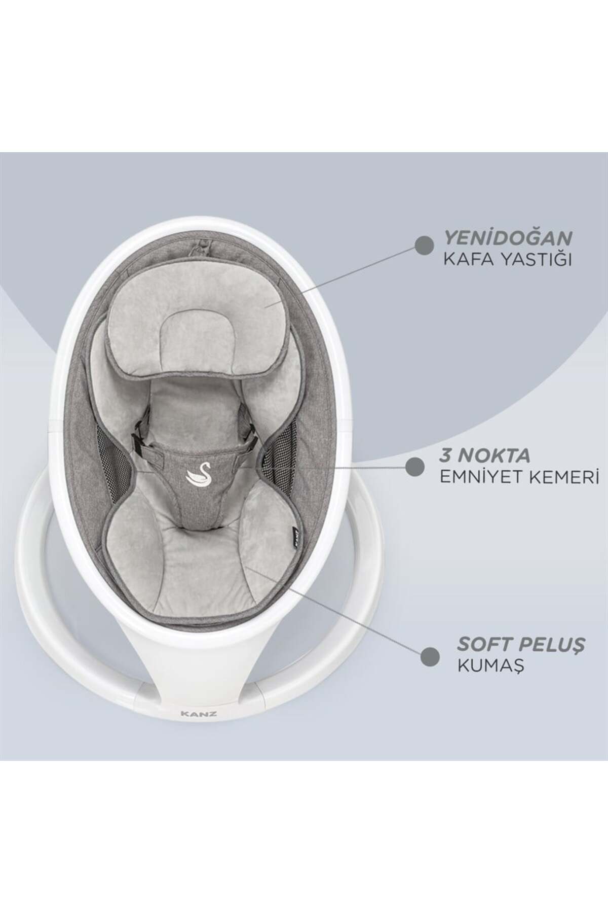 Kanz Swan Elektrikli&Kumandalı Ana Kucağı Gri fotoğrafı 4 (önizleme)