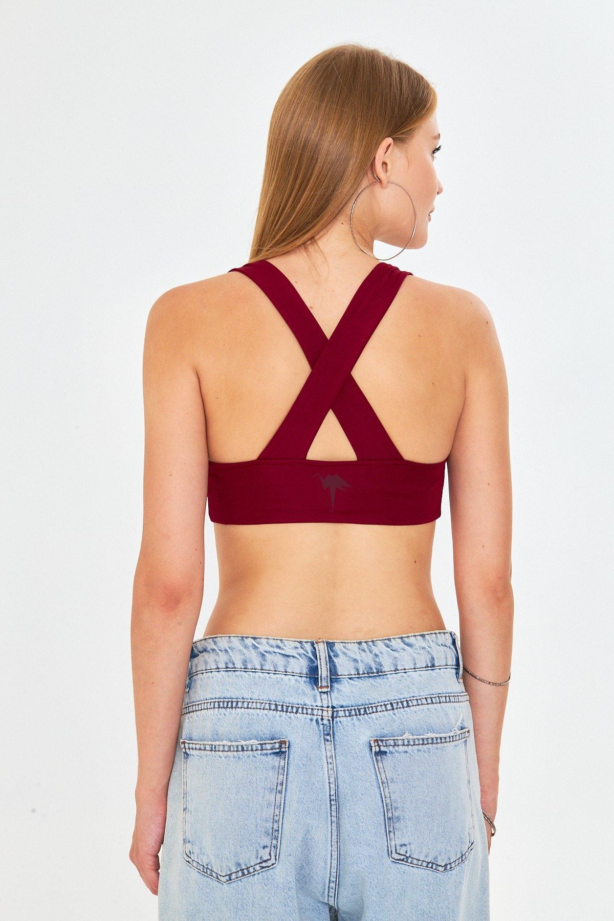FLAMOVA KADIN SIRT ÇAPRAZ DETAYLI BASIC SPOR BRALET görsel 4