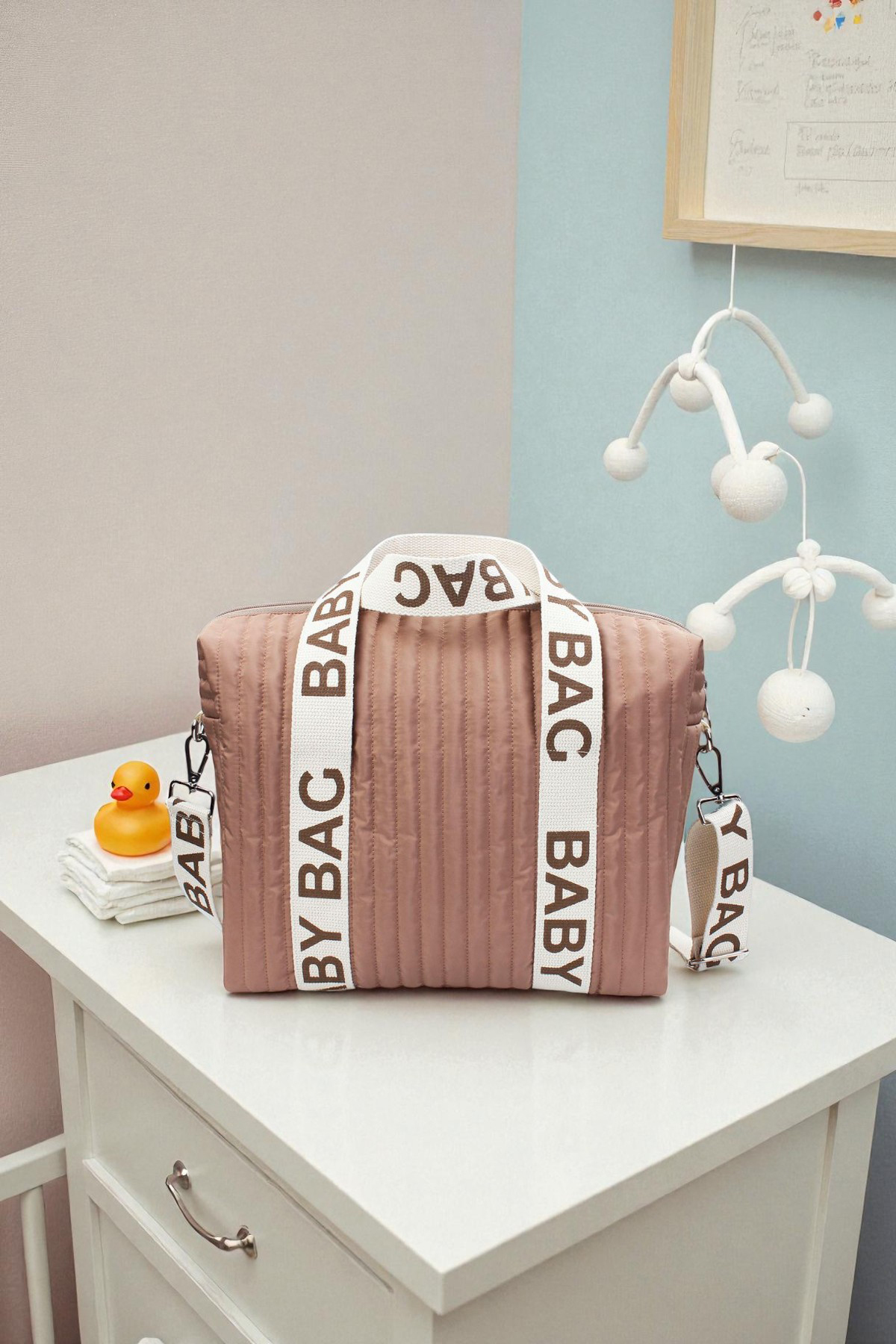 Mother Baby Care Bag Newborn Quilted Waterproof Stroller Organizer Coffee Bag