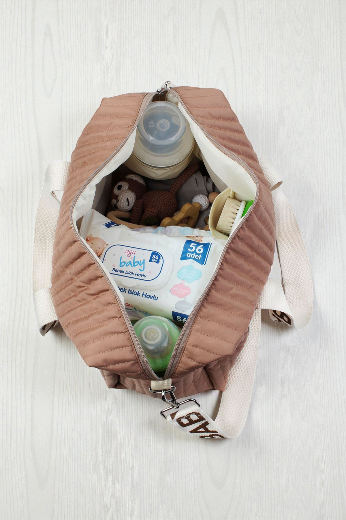 Modakids Anne Bebek Bakım Çantası Yeni Doğan Kapitone Su Geçirmez Bebek Arabası Organizer Kahve Çanta fotoğrafı 4 (önizleme)