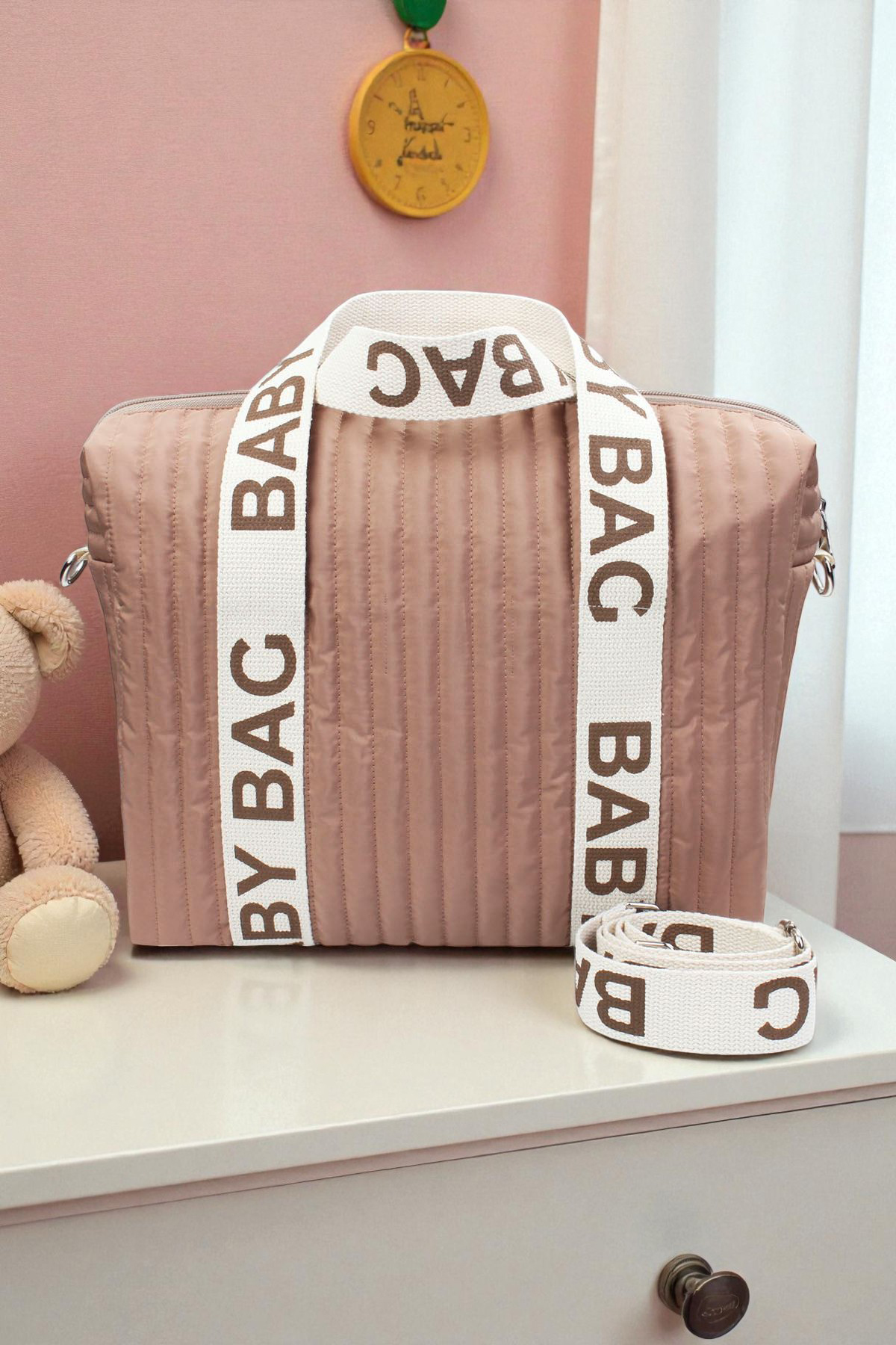 Modakids Anne Bebek Bakım Çantası Yeni Doğan Kapitone Su Geçirmez Bebek Arabası Organizer Kahve Çanta fotoğrafı 2 (önizleme)