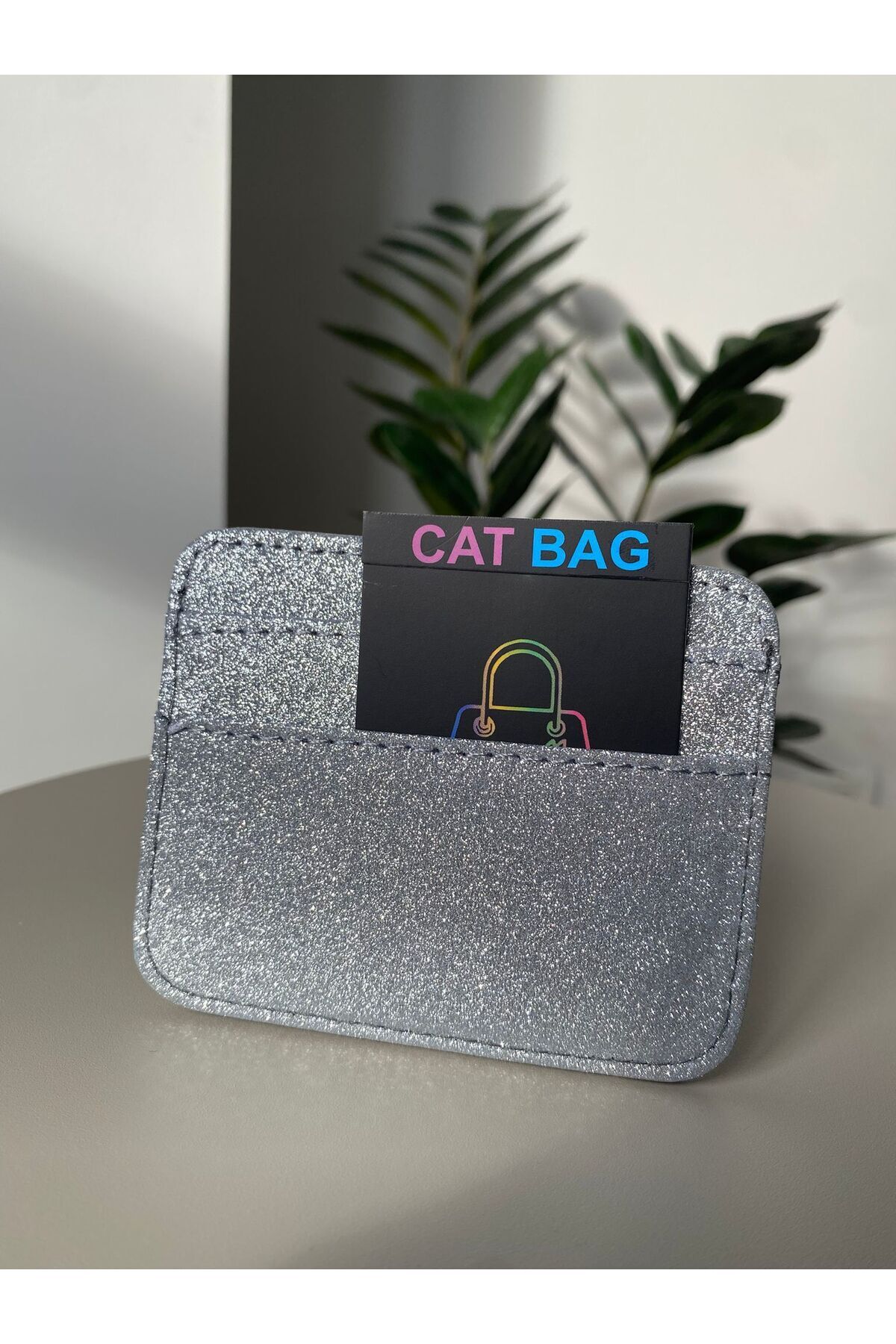 ÇANTA Cat Bag Gri Simli Kartlık