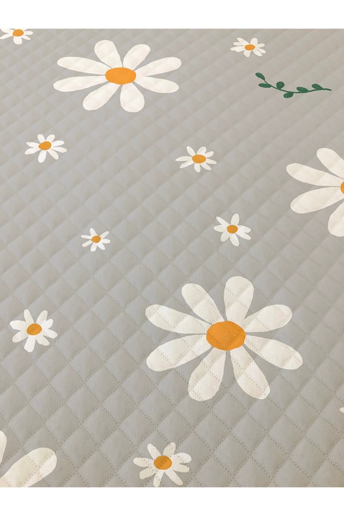 Evmila EVMİLA Papatya Desenli Bebek Ve Çocuk Baskılı Tek Kişilik Pike Takımı 160x230 Gri fotoğrafı 4 (önizleme)