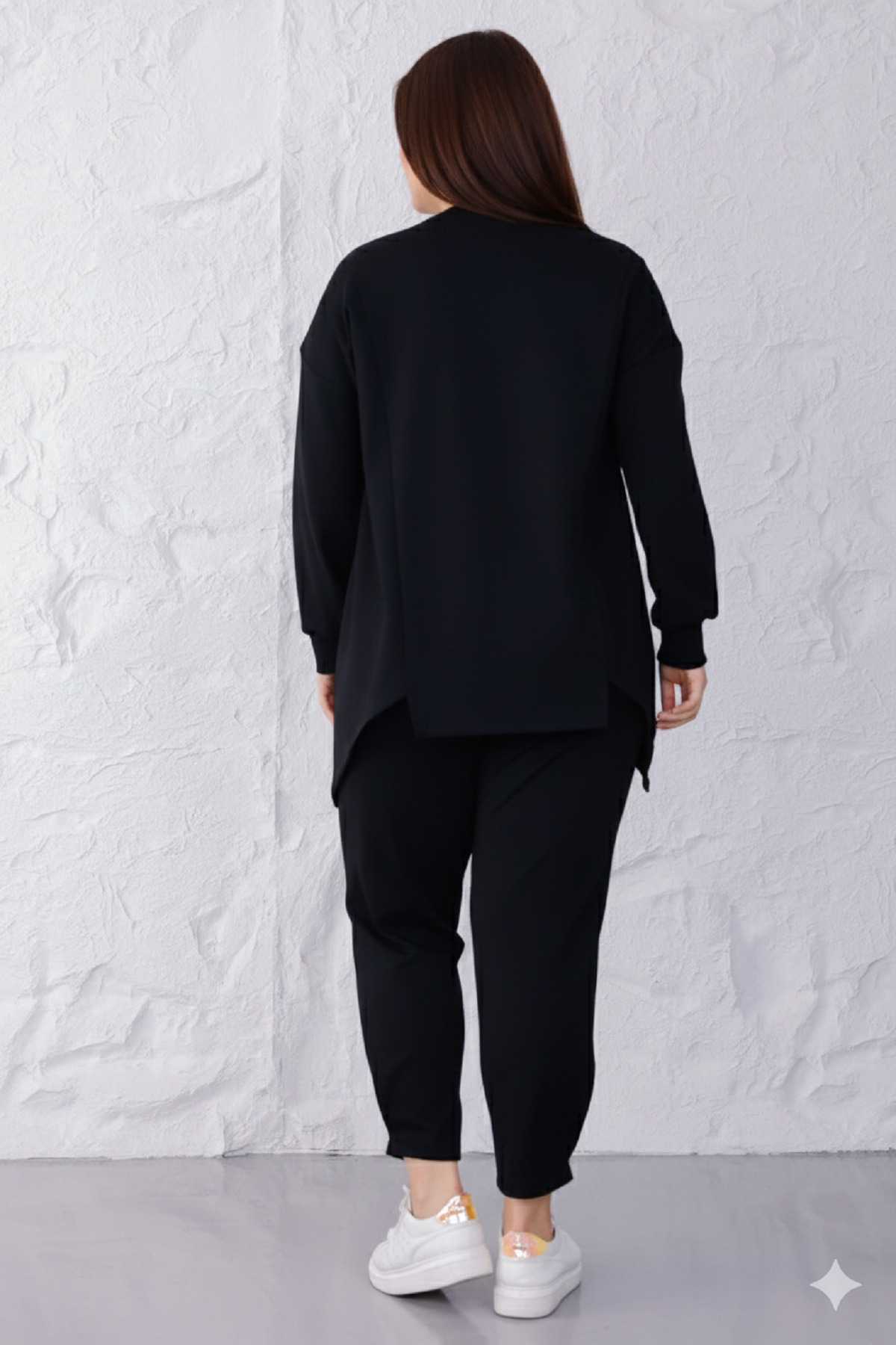 MAG FASHİON  Kadın Büyük Beden Bluz Asimetrik Duruş Siyah - Görsel 8