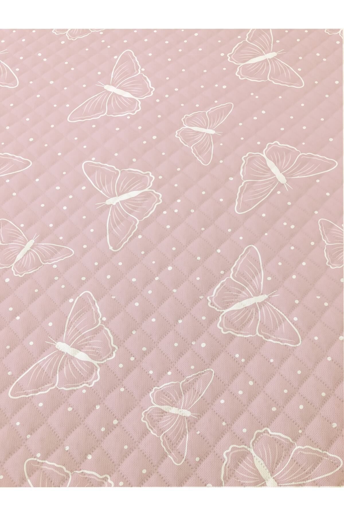 Evmila Kelebek Desenli Bebek Ve Çocuk Baskılı Tek Kişilik Pike Takımı 160x230 Pembe fotoğrafı 4 (önizleme)