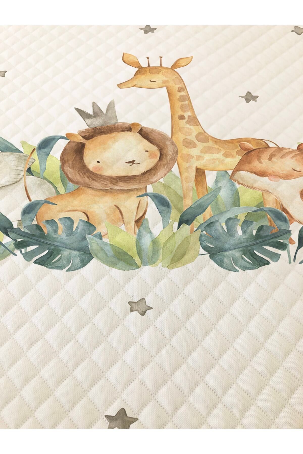 Evmila Hayvanlar Alemi Desenli Bebek Ve Çocuk Baskılı Tek Kişilik Pike Takımı 160x230 Beyaz fotoğrafı 5 (önizleme)