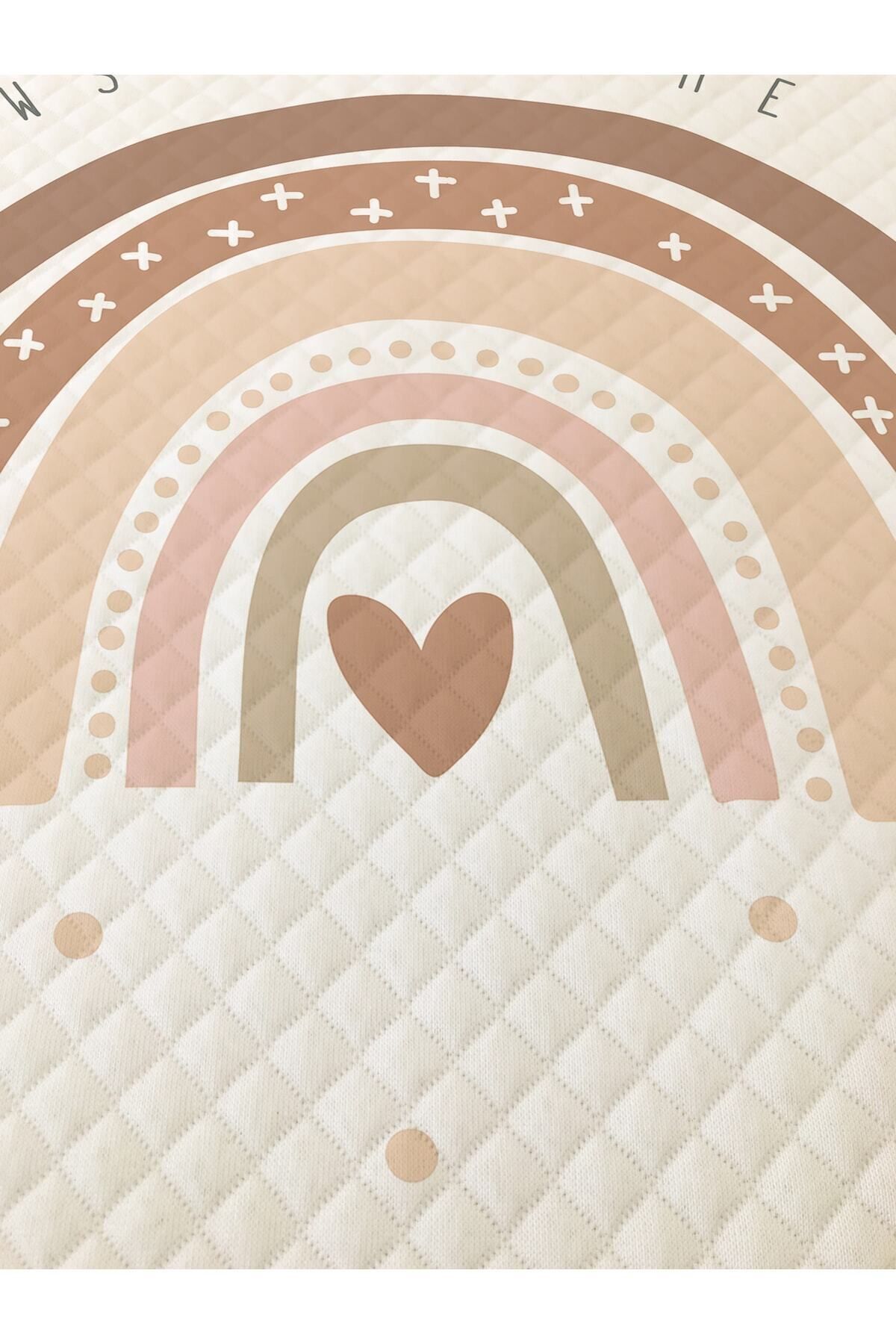 Evmila Gökkuşağı Desenli Bebek Ve Çocuk Baskılı Tek Kişilik Pike Takımı 160x230 Beyaz fotoğrafı 4 (önizleme)