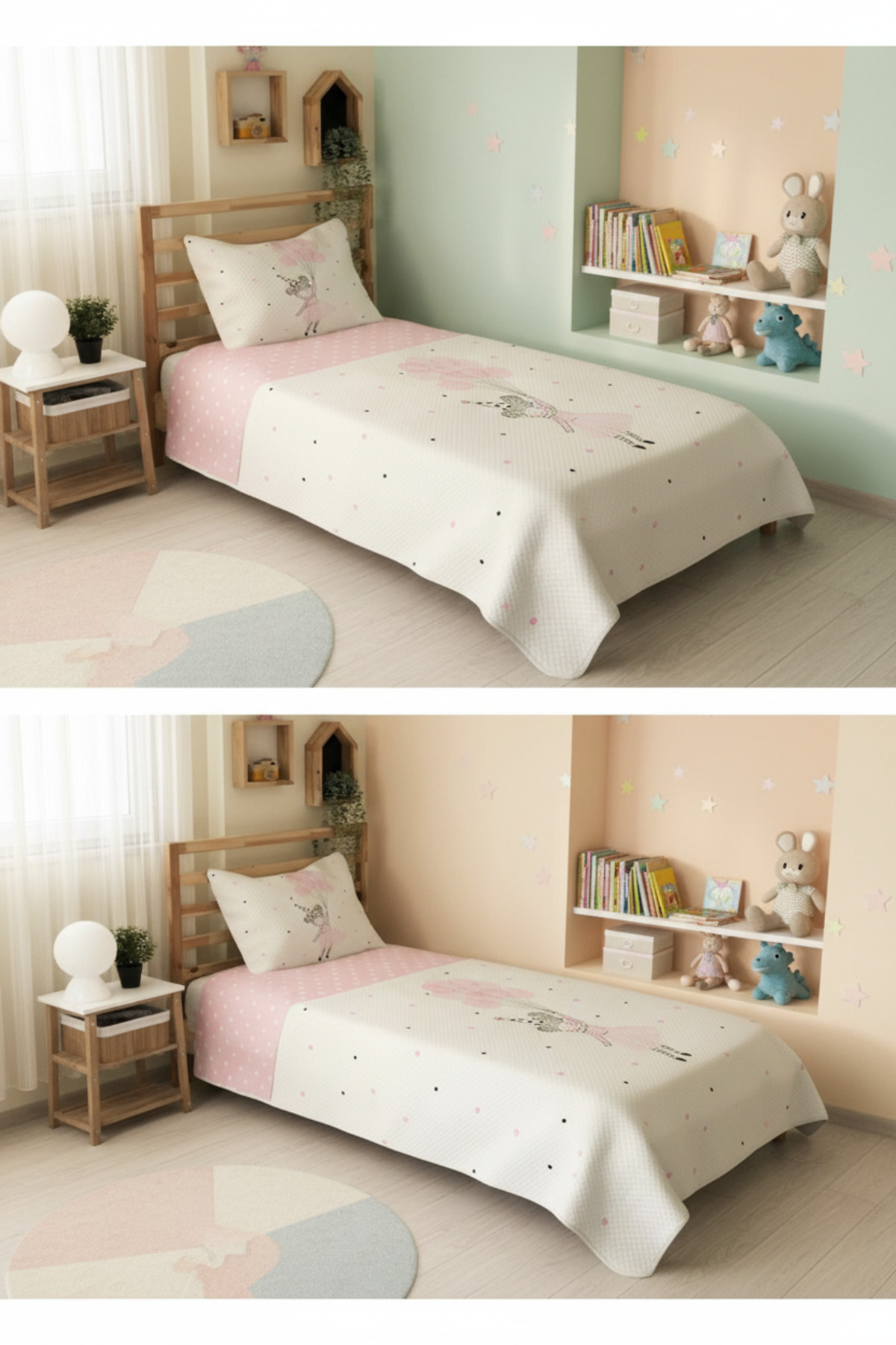 Evmila EVMİLA Balonlu Kız Desenli Bebek Ve Çocuk Baskılı Tek Kişilik Pike Takımı 160x230 Beyaz fotoğrafı 2 (önizleme)