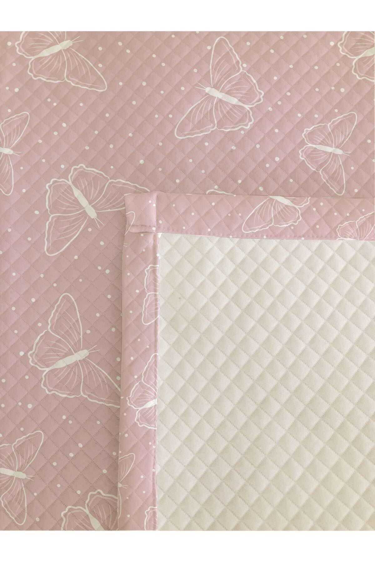 Evmila Kelebek Desenli Bebek Ve Çocuk Baskılı Tek Kişilik Pike Takımı 160x230 Pembe fotoğrafı 5 (önizleme)