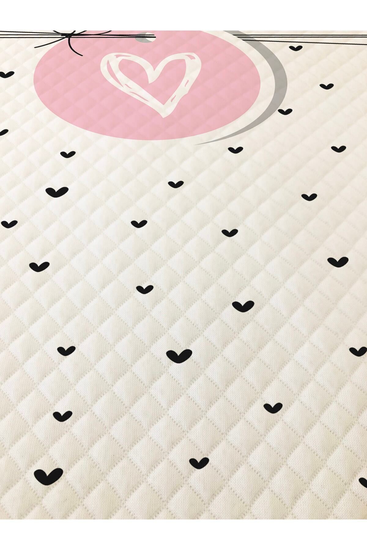Evmila Kalp Desenli Bebek Ve Çocuk Baskılı Tek Kişilik Pike Takımı 160x230 Beyaz fotoğrafı 6 (önizleme)