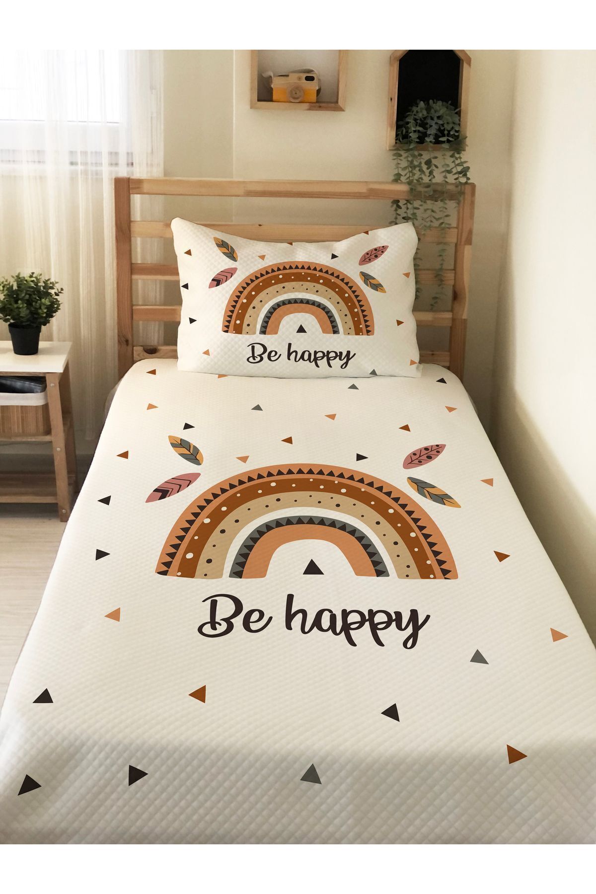 Evmila Gökkuşağı Desenli Tek Kişilik Pike Takımı 160x230 Beyaz fotoğrafı 3 (önizleme)