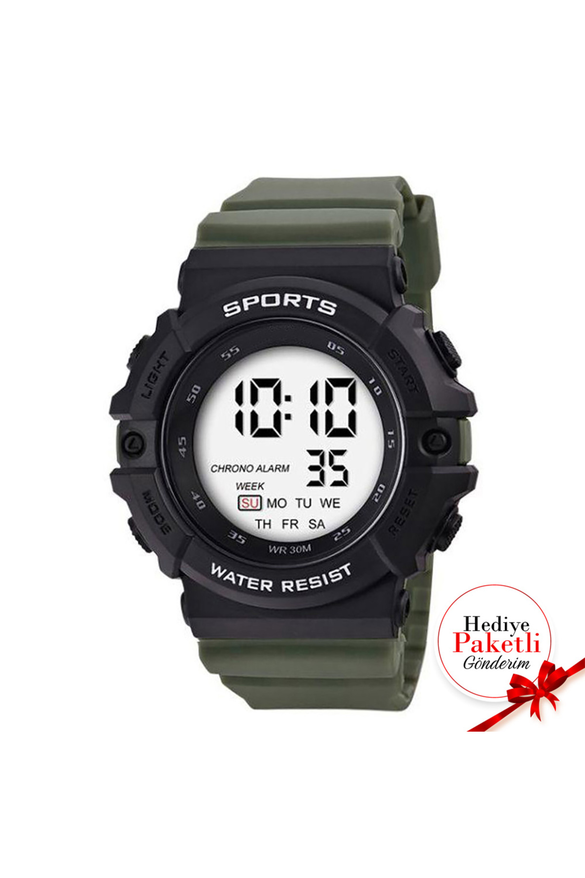 ساعت مچی دیجیتال ورزشی مردانه ضدآب با هشدار، تایمر، تقویم، ۳ اتم، Chr1086