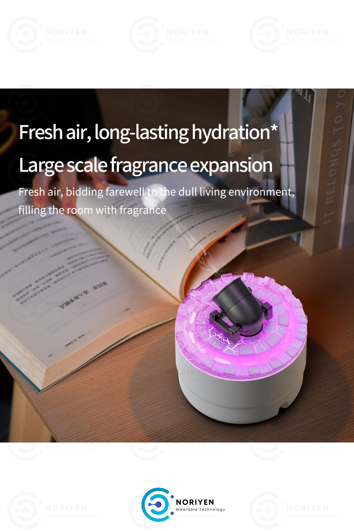 Yeni Nesil 3D Simülasyon Volkanik 7 Renk LED Işıklı Aroma Difüzör Buhar Makinesi Hava Nemlendirici