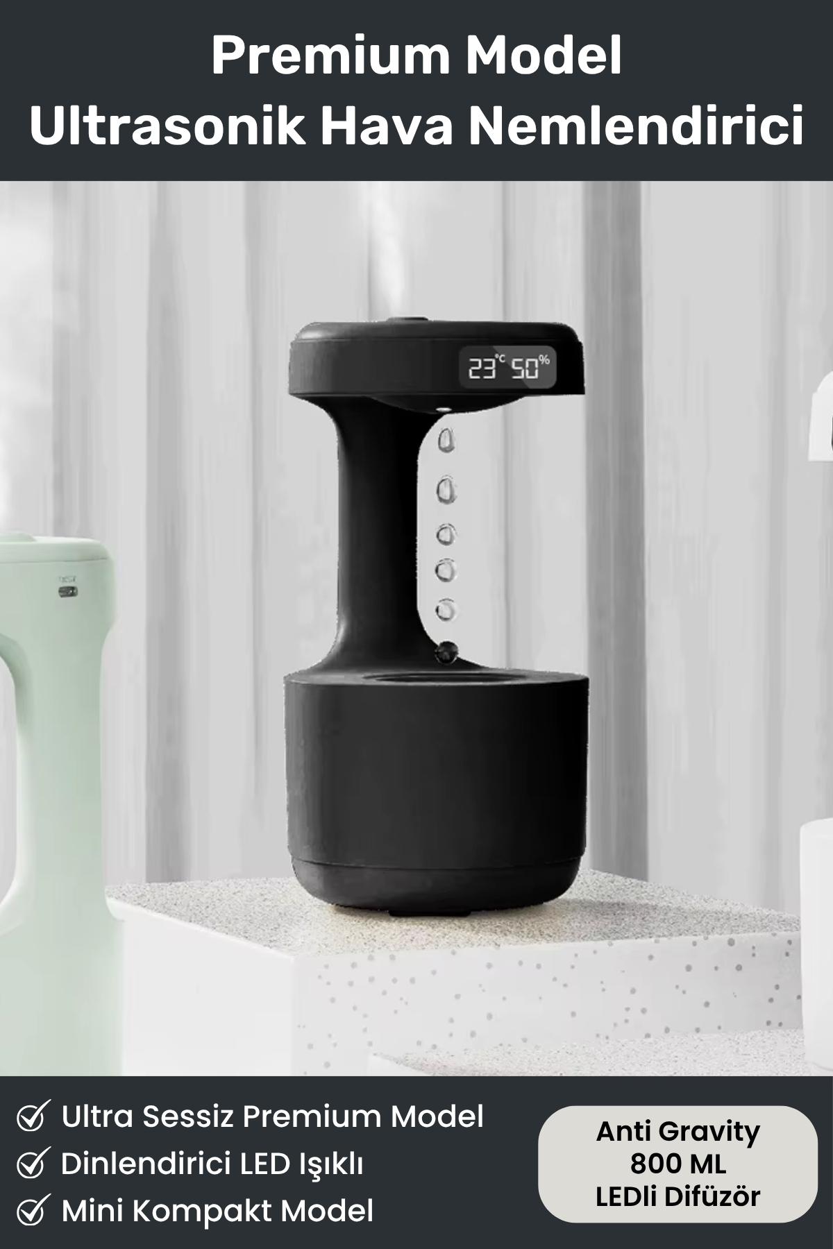 Yeni Nesil Anti Yer Çekimi Hava Nemlendiricisi 800 ML Işıklı Gece Işığı Buhar Makinesi Aroma Difüzör
